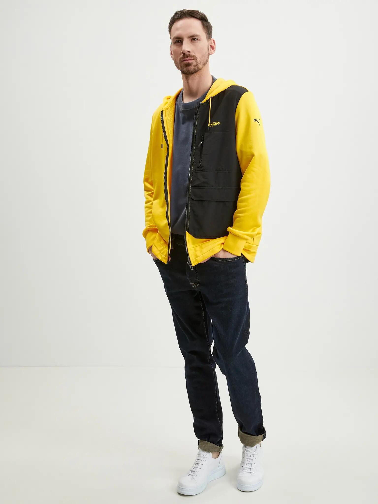 BLUZA MĘSKA SPORTOWA ROZPINANA PUMA PORSCHE HOODED SWEAT JACKET KOLOR ŻÓŁTY 3/4