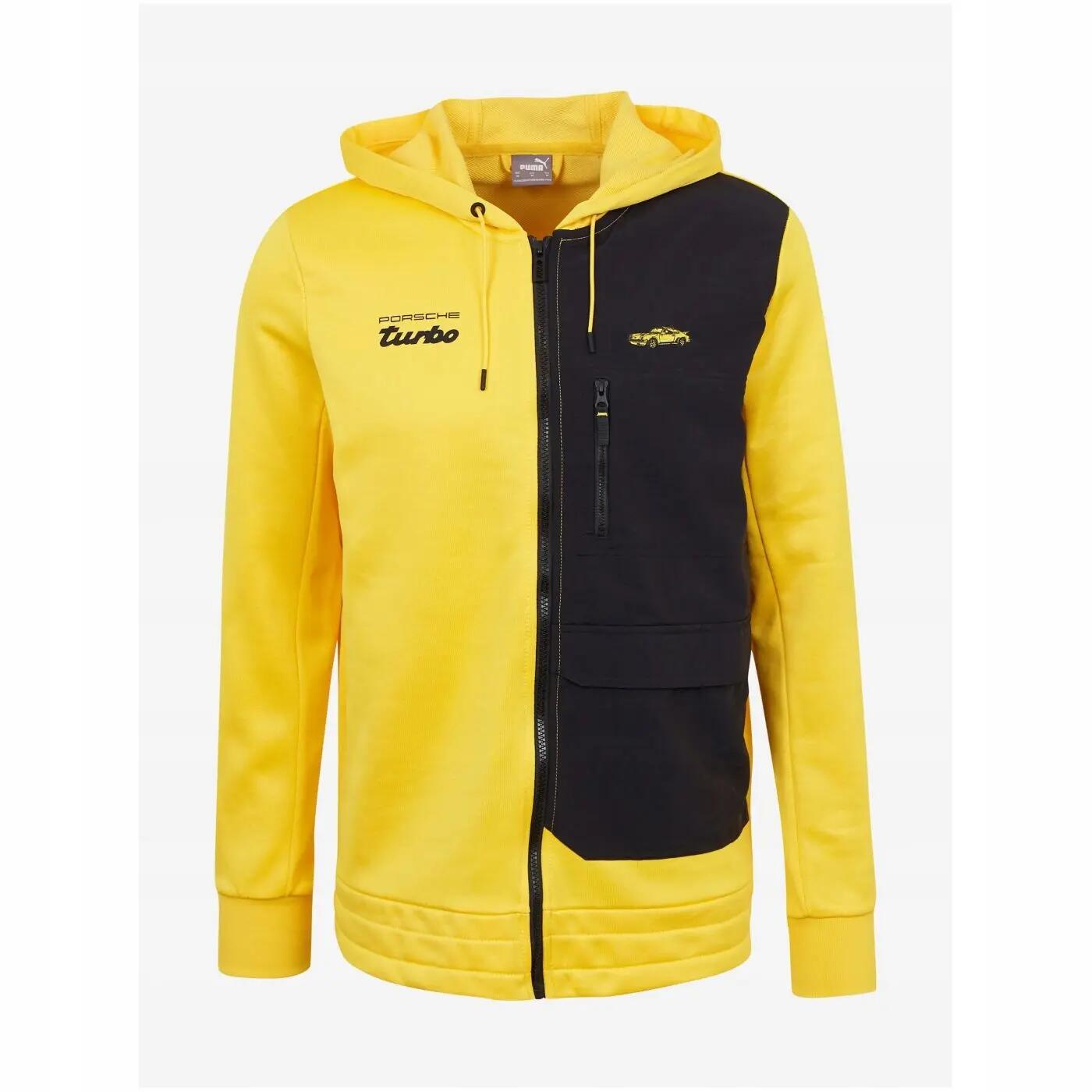 BLUZA MĘSKA SPORTOWA ROZPINANA PUMA PORSCHE HOODED SWEAT JACKET KOLOR ŻÓŁTY 2/4