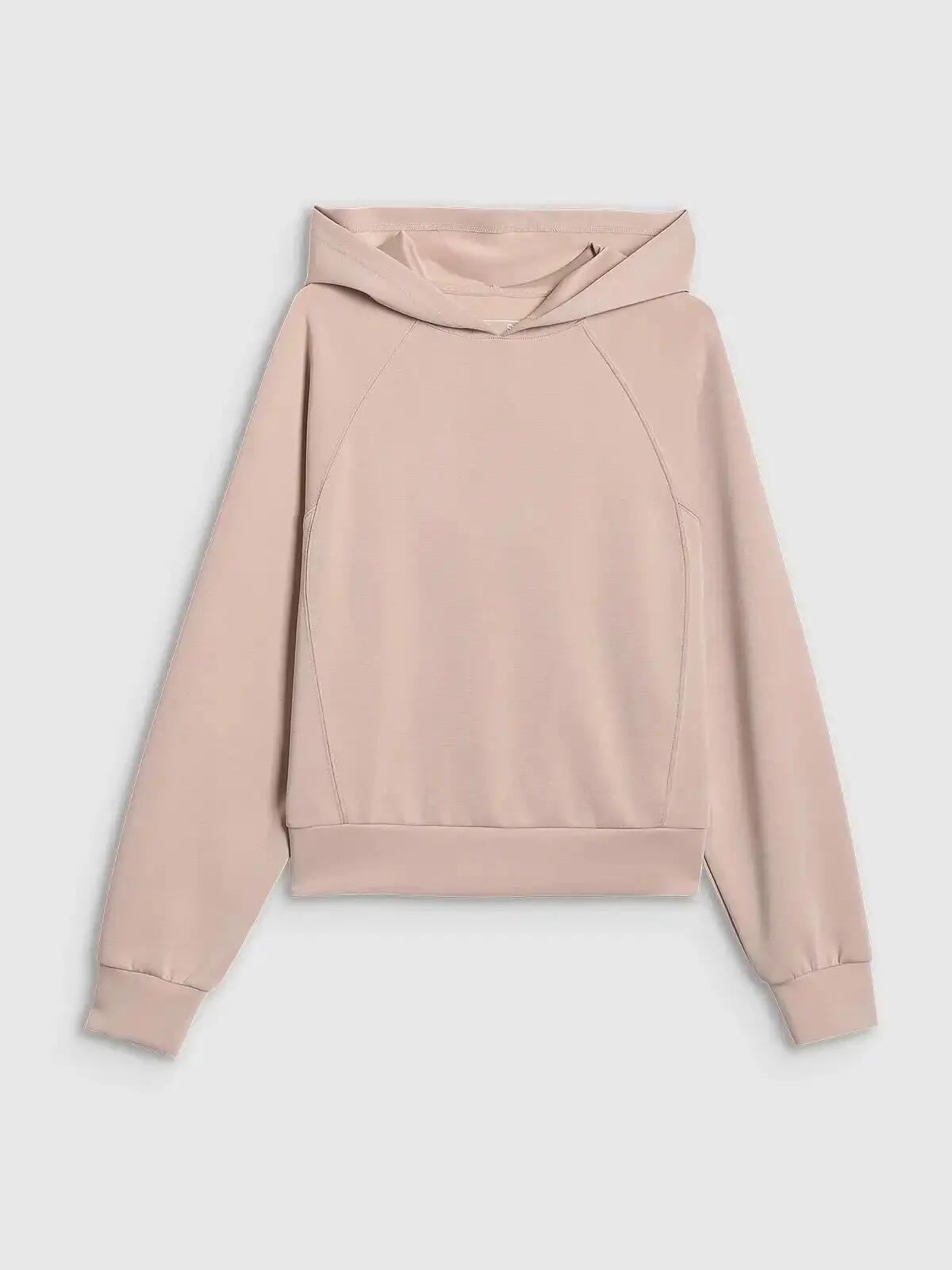 BLUZA DAMSKA 4F DRESOWA NIEROZPINANA Z KAPTUREM Z MODALEM KOLOR BEŻOWY 10/12