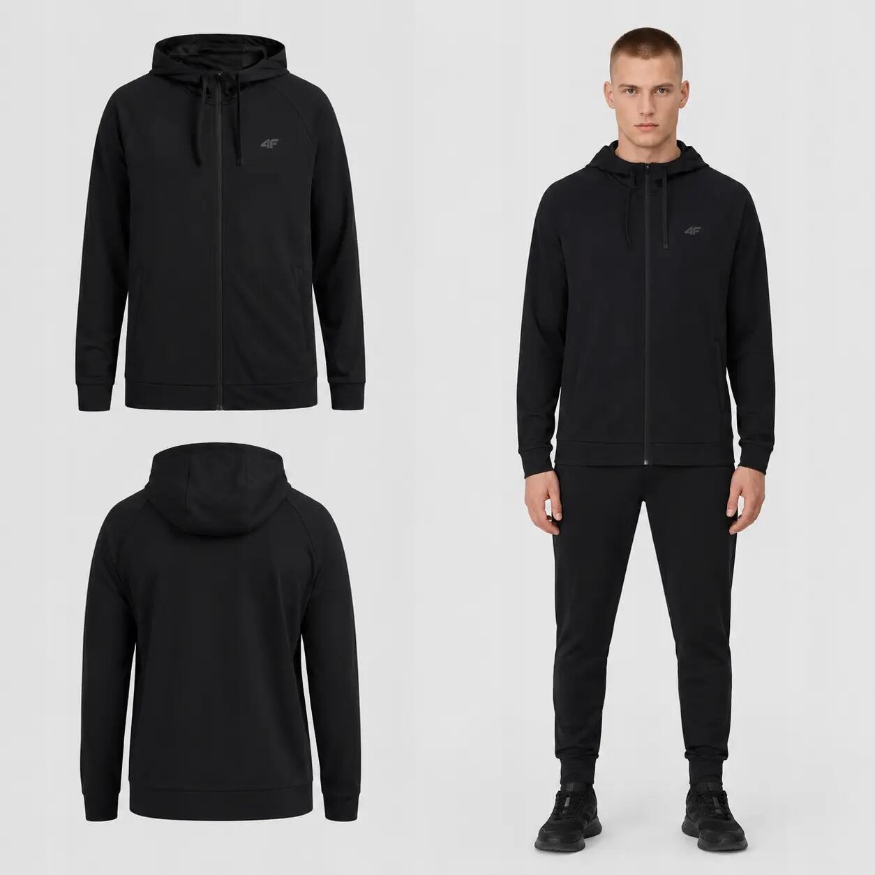 BLUZA MĘSKA SPORTOWA 4F TRENINGOWA SZYBKOSCHNĄCA M631 KOLOR CZARNY