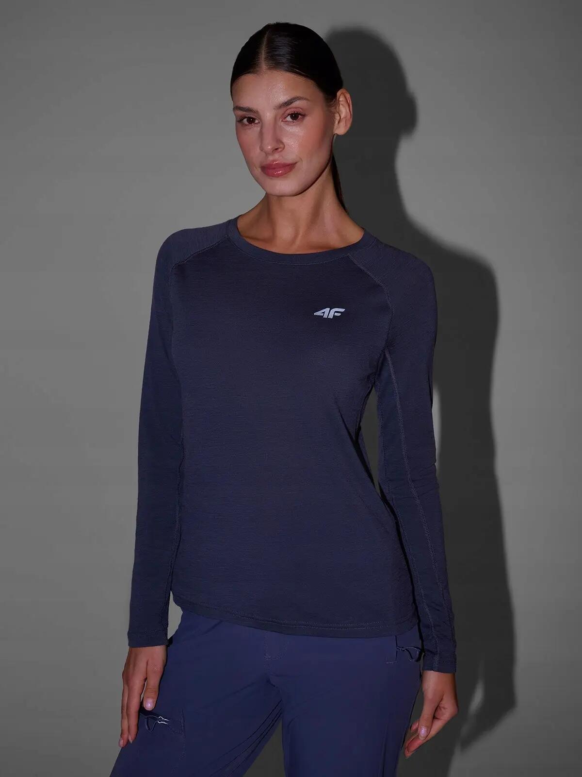 LONGSLEEVE DAMSKI 4F TREKKINGOWY SZYBKOSCHNĄCY Z WEŁNĄ MERINO  KOLOR SZARY 4/12