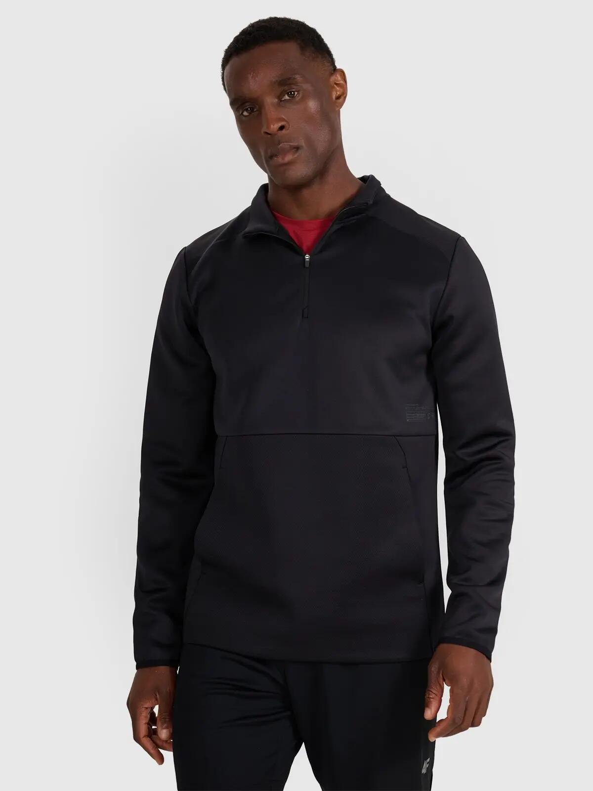 BLUZA MĘSKA SPORTOWA TRENINGOWA SZYBKOSCHNĄCA 4F TFSWM561 KOLOR CZARNY
