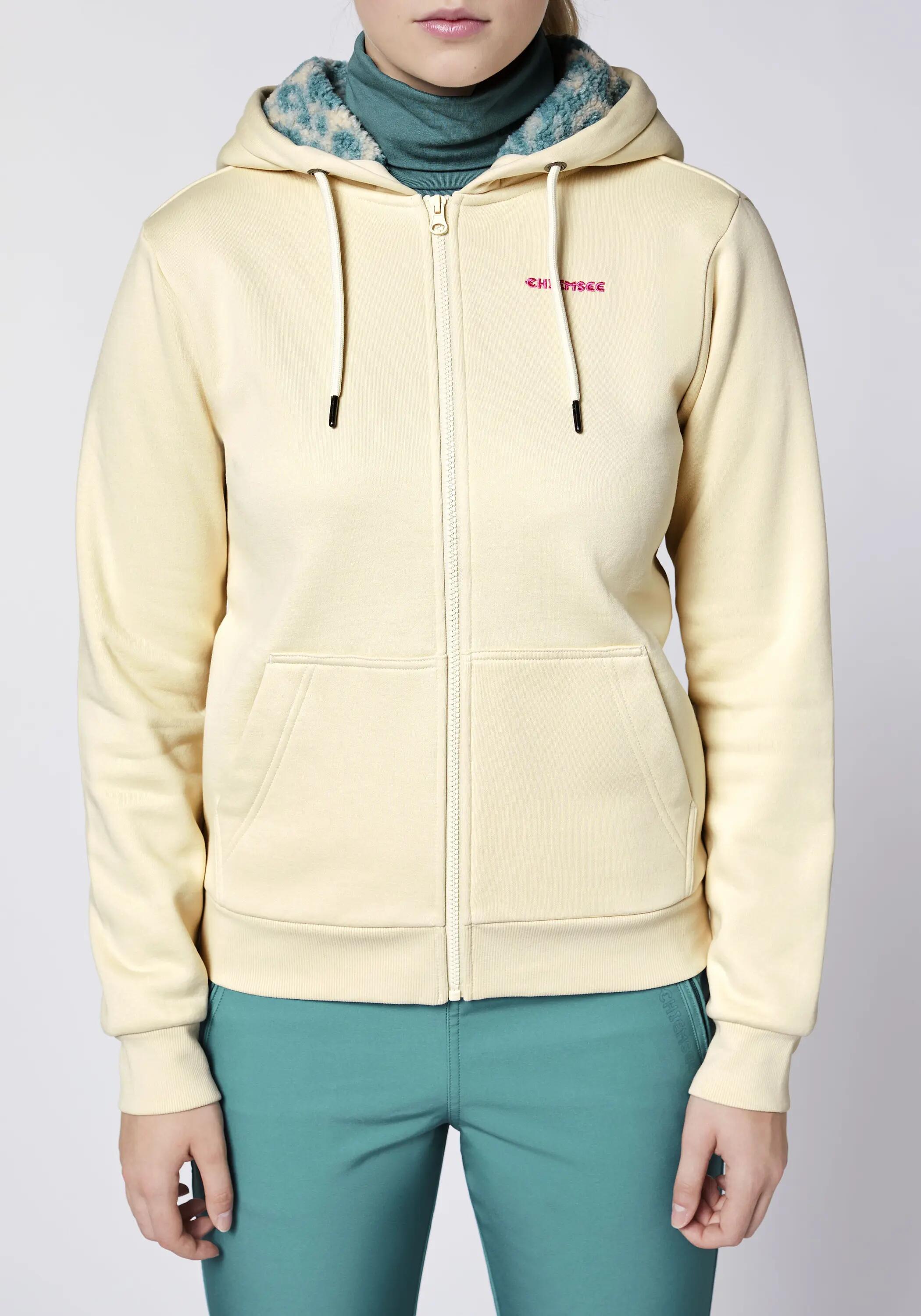 Sweatjacke mit kontrastfarbenem Kapuzen-Innenfutter 7/7