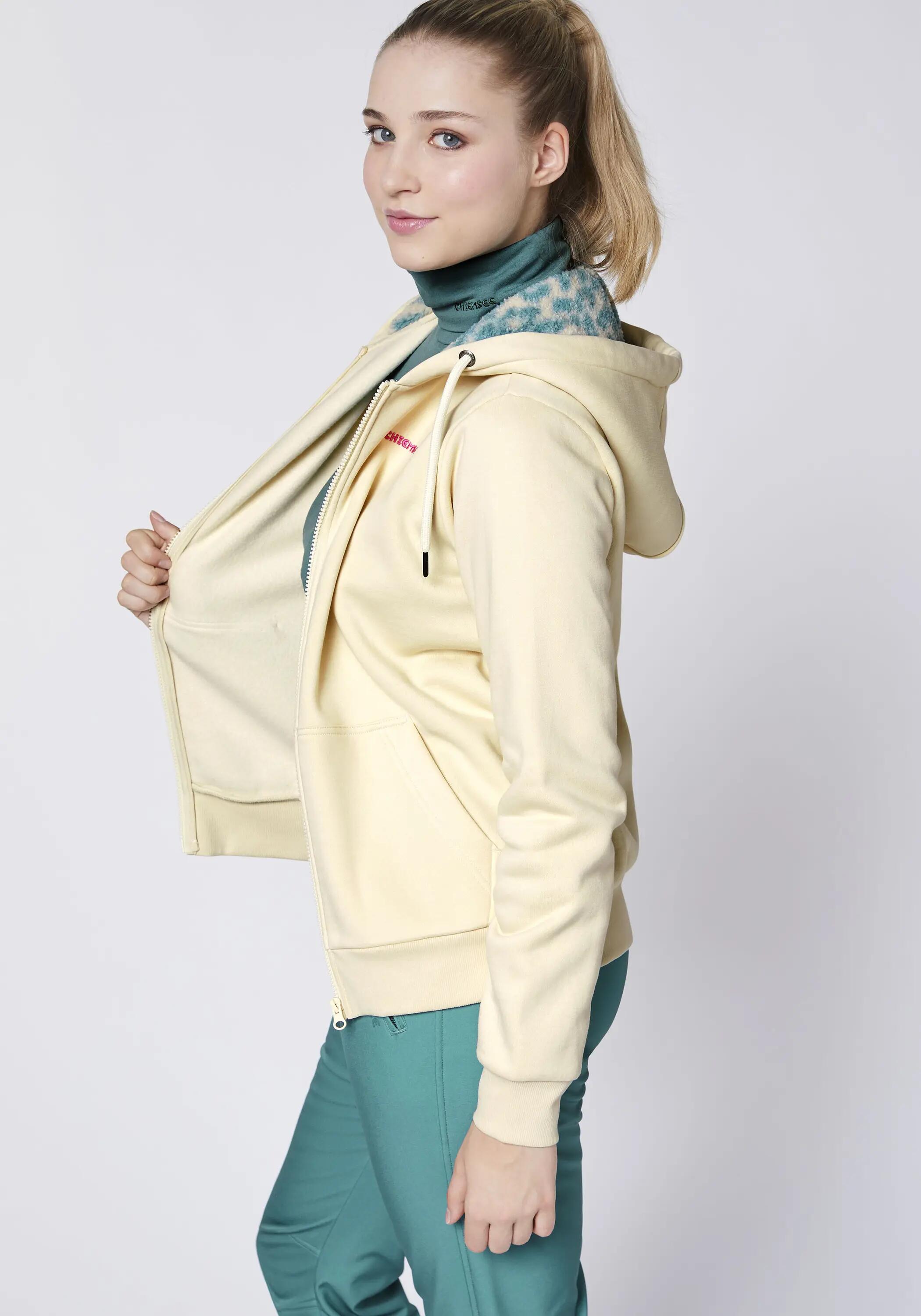 Sweatjacke mit kontrastfarbenem Kapuzen-Innenfutter 6/7