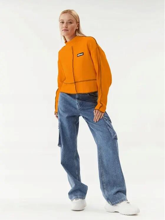 BLUZA DAMSKA ELLESSE BOXY OVERSIZE ZE STÓJKĄ POMARAŃCZOWA  KOLOR POMARAŃCZOWY 5/6