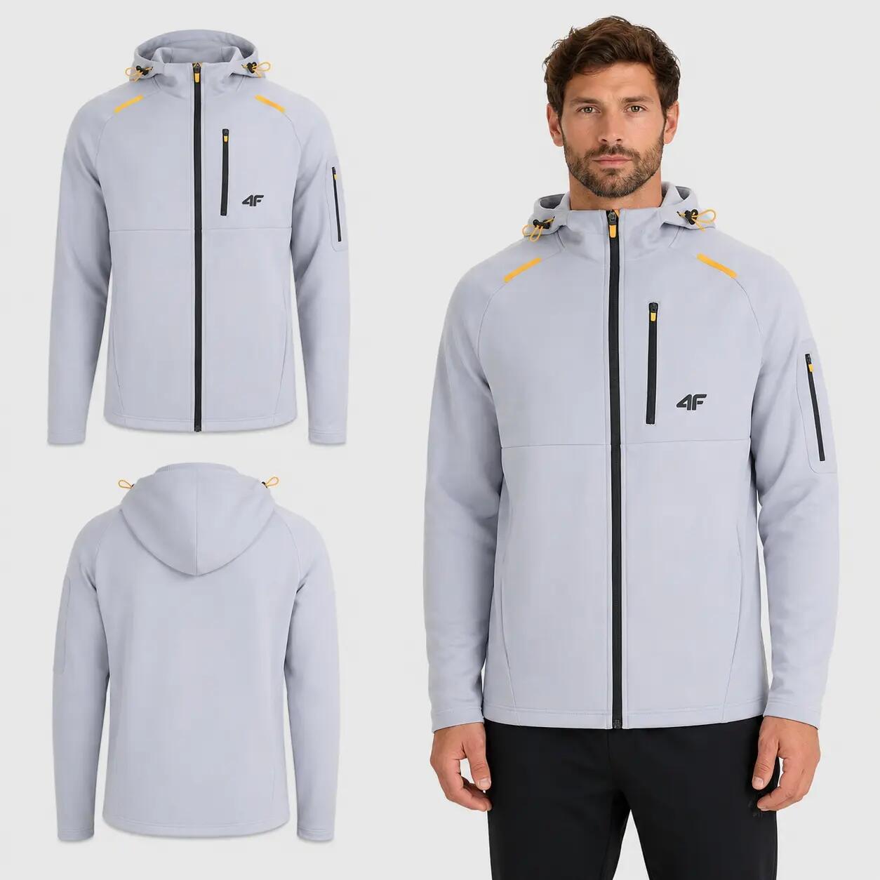 BLUZA MĘSKA ROZPINANA 4F Z KAPTUREM M2239 KOLOR SZARY