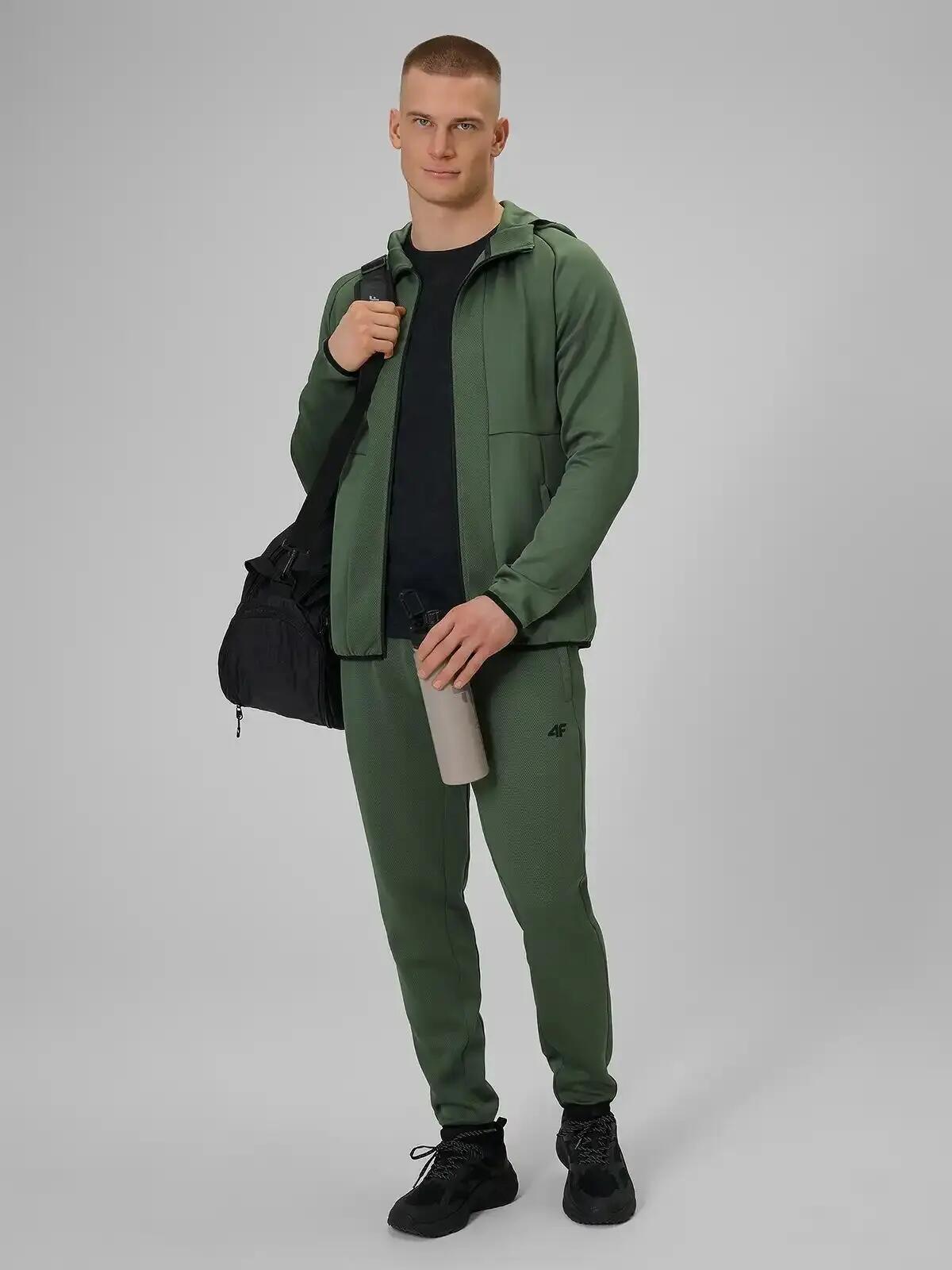 BLUZA MĘSKA TRENINGOWA 4F SPORTOWA ROZPIANA SZYBKOSCHNĄCA  KOLOR BRĄZOWY 6/10