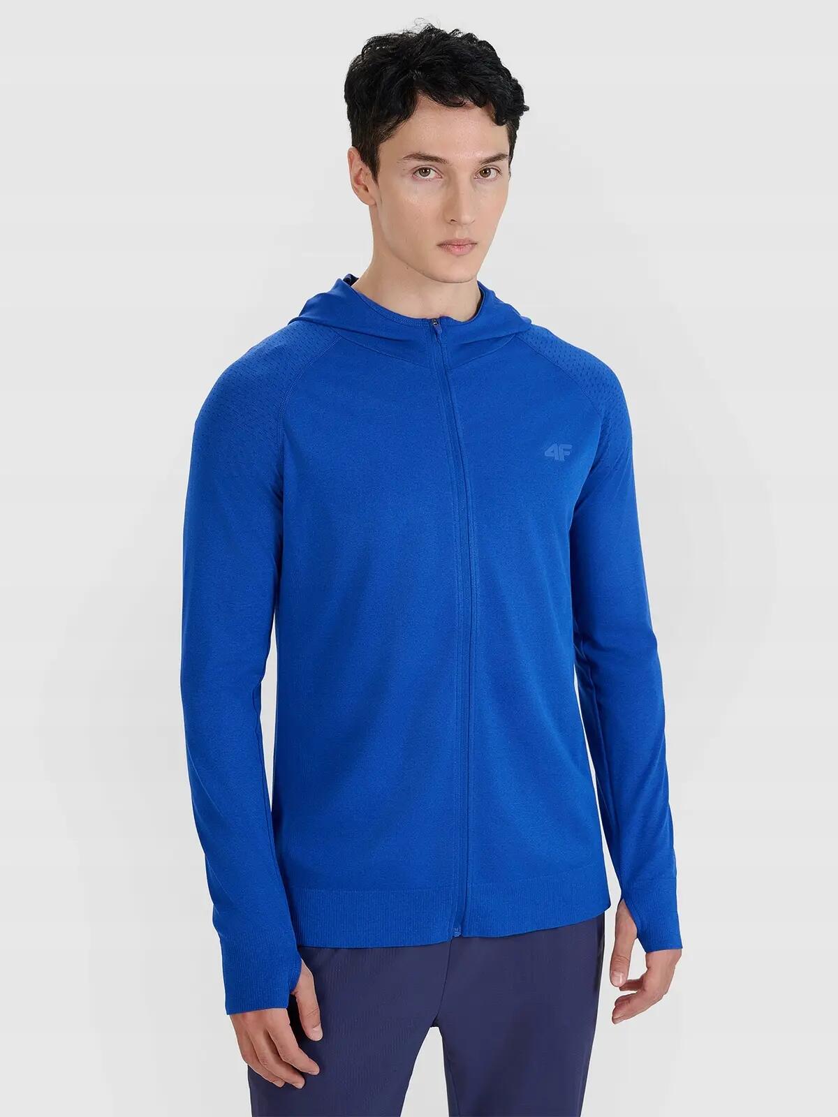 BLUZA MĘSKA 4F TRENINGOWA SZYBKOSCHNĄCA DO BIEGANIA S/M M544 KOLOR NIEBIESKI