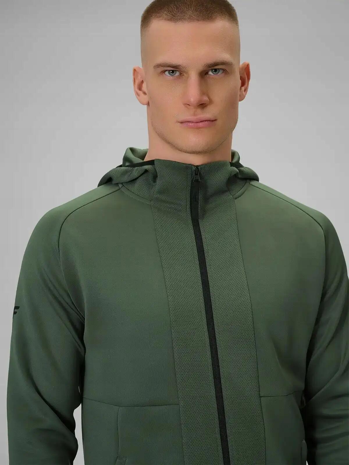 BLUZA MĘSKA TRENINGOWA 4F SPORTOWA ROZPIANA SZYBKOSCHNĄCA  KOLOR BRĄZOWY 5/10