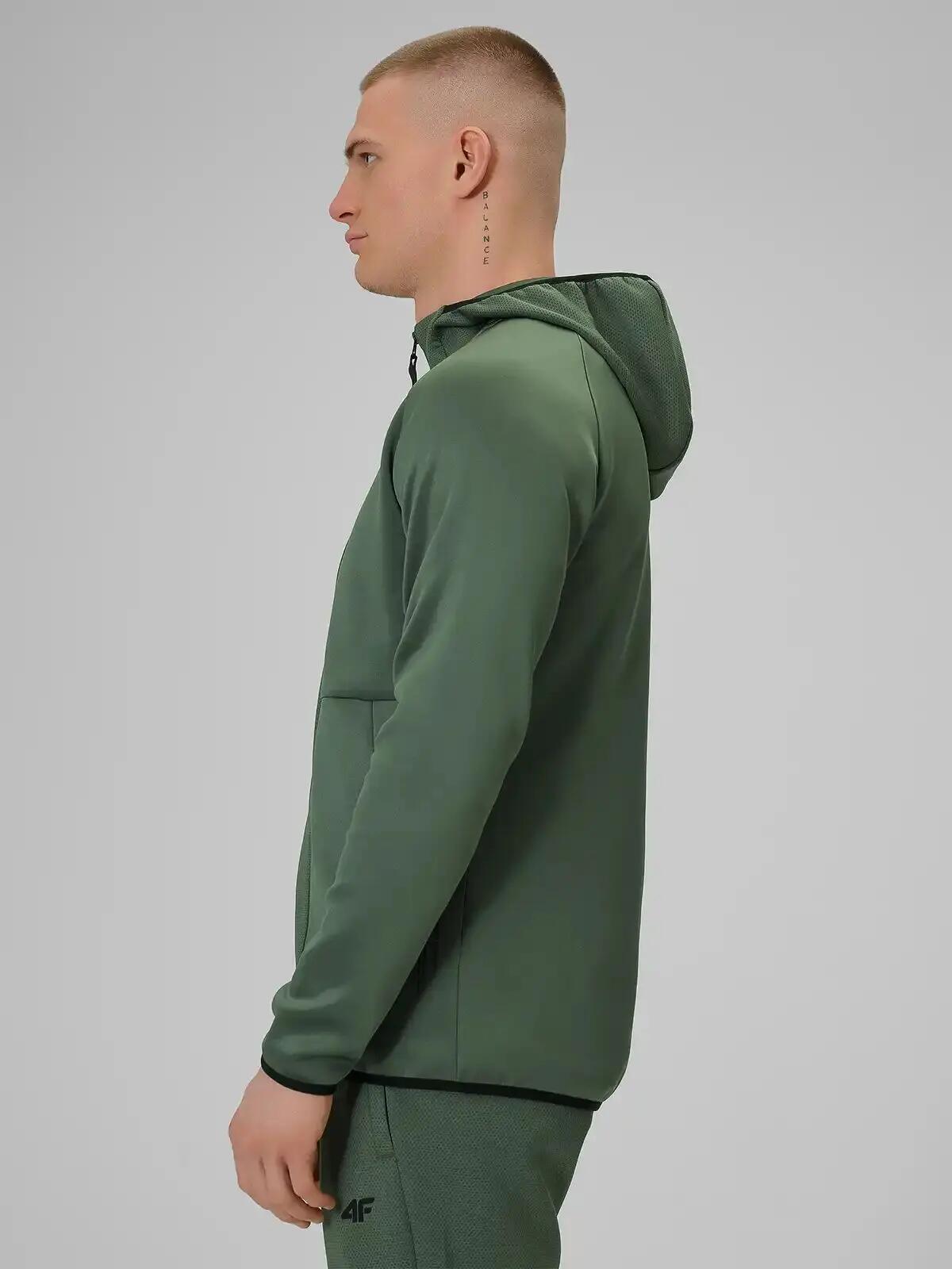 BLUZA MĘSKA TRENINGOWA 4F SPORTOWA ROZPIANA SZYBKOSCHNĄCA  KOLOR BRĄZOWY 3/10