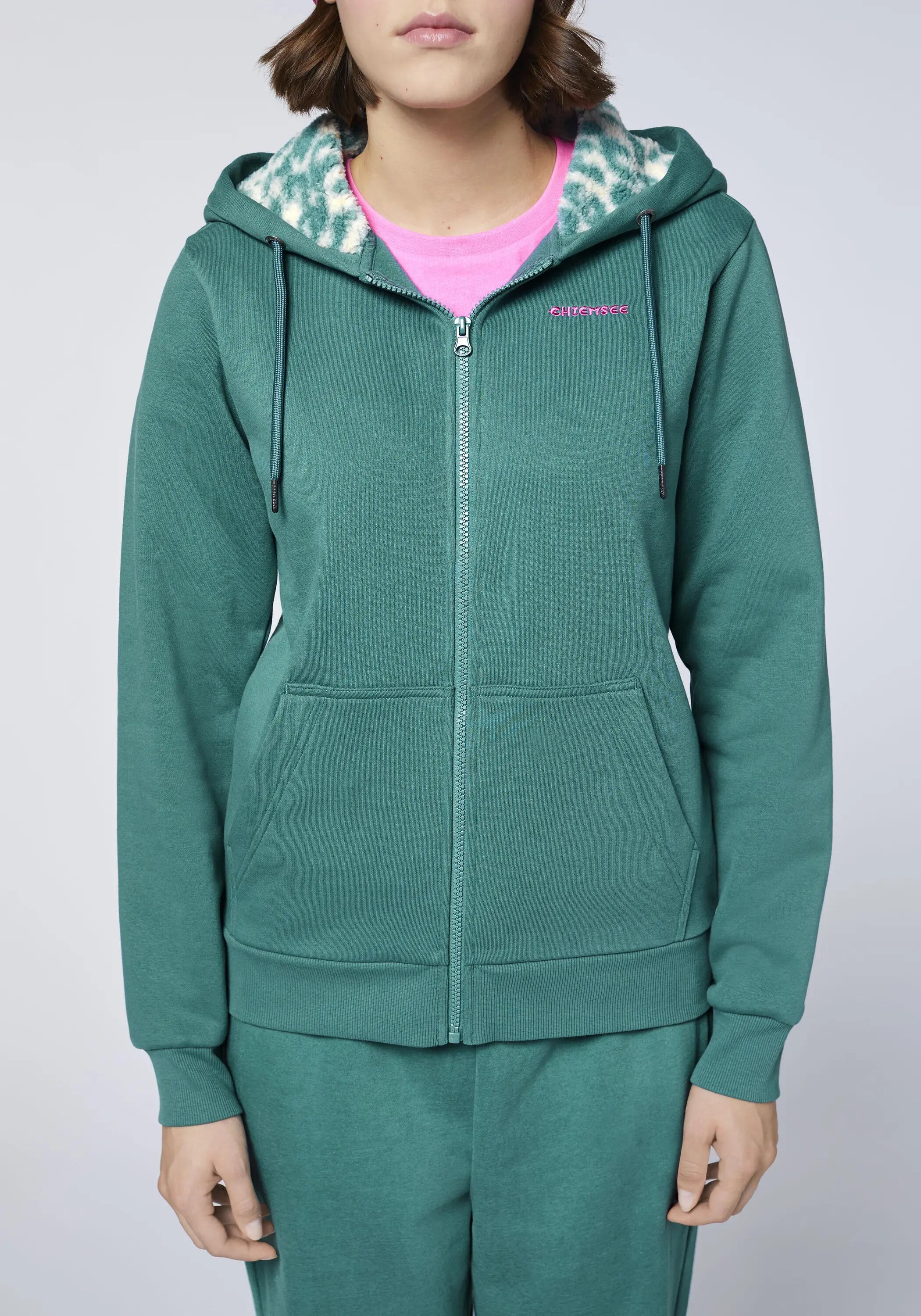 Sweatjacke mit kontrastfarbenem Kapuzen-Innenfutter 7/7