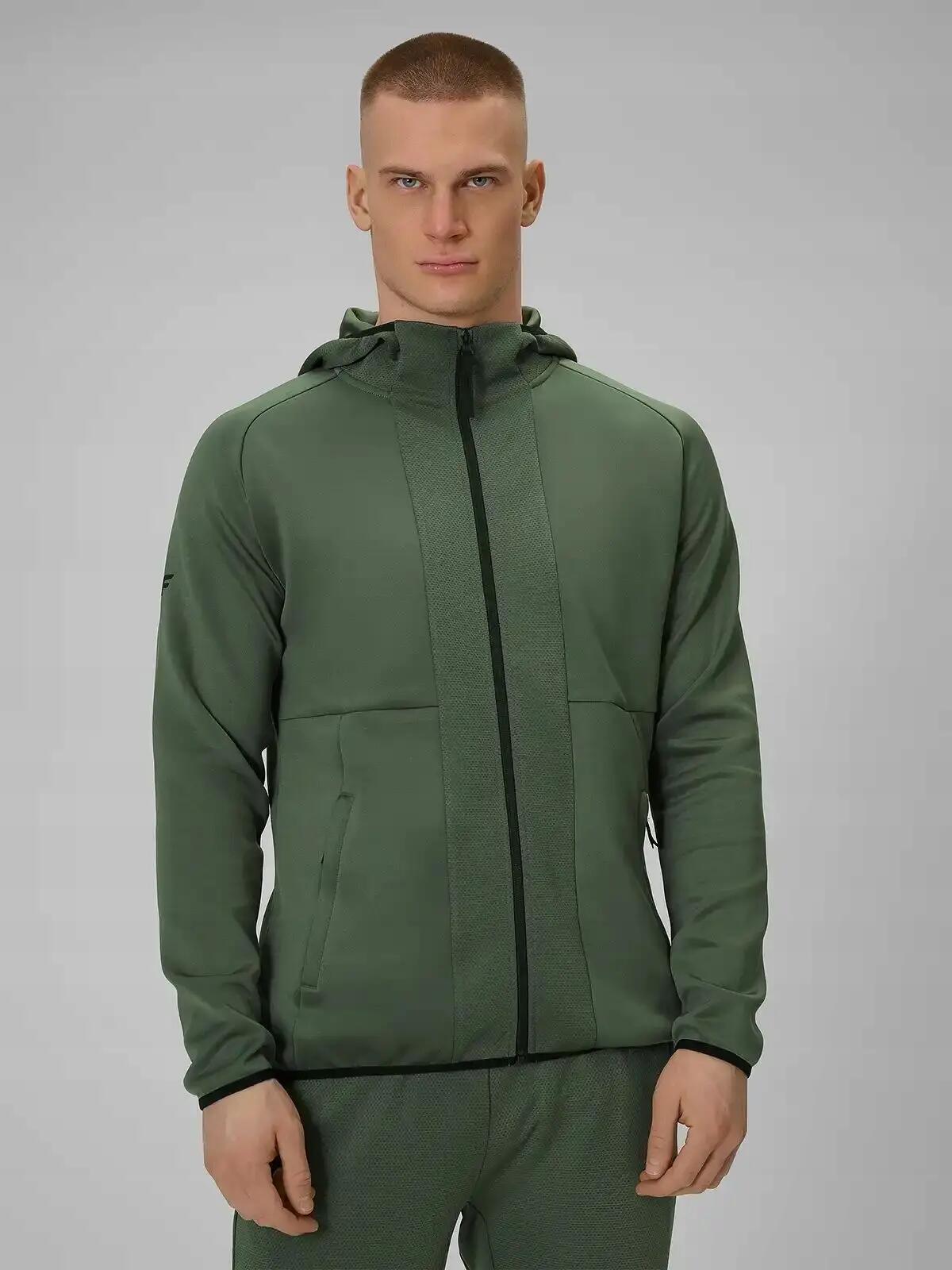 BLUZA MĘSKA TRENINGOWA 4F SPORTOWA ROZPIANA SZYBKOSCHNĄCA  KOLOR BRĄZOWY 2/10