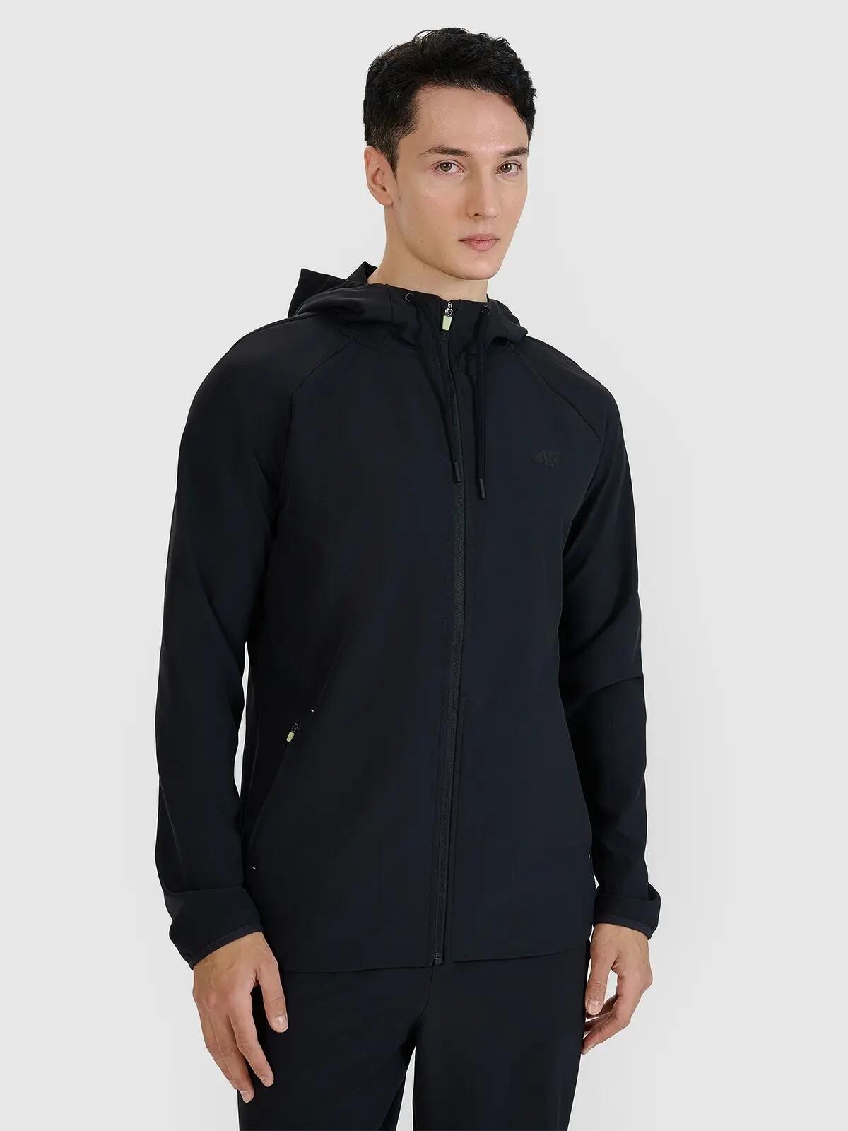 BLUZA MĘSKA 4F TRENINGOWA SZYBKOSCHNĄCA ROZPINANA TFSWM458 KOLOR CZARNY