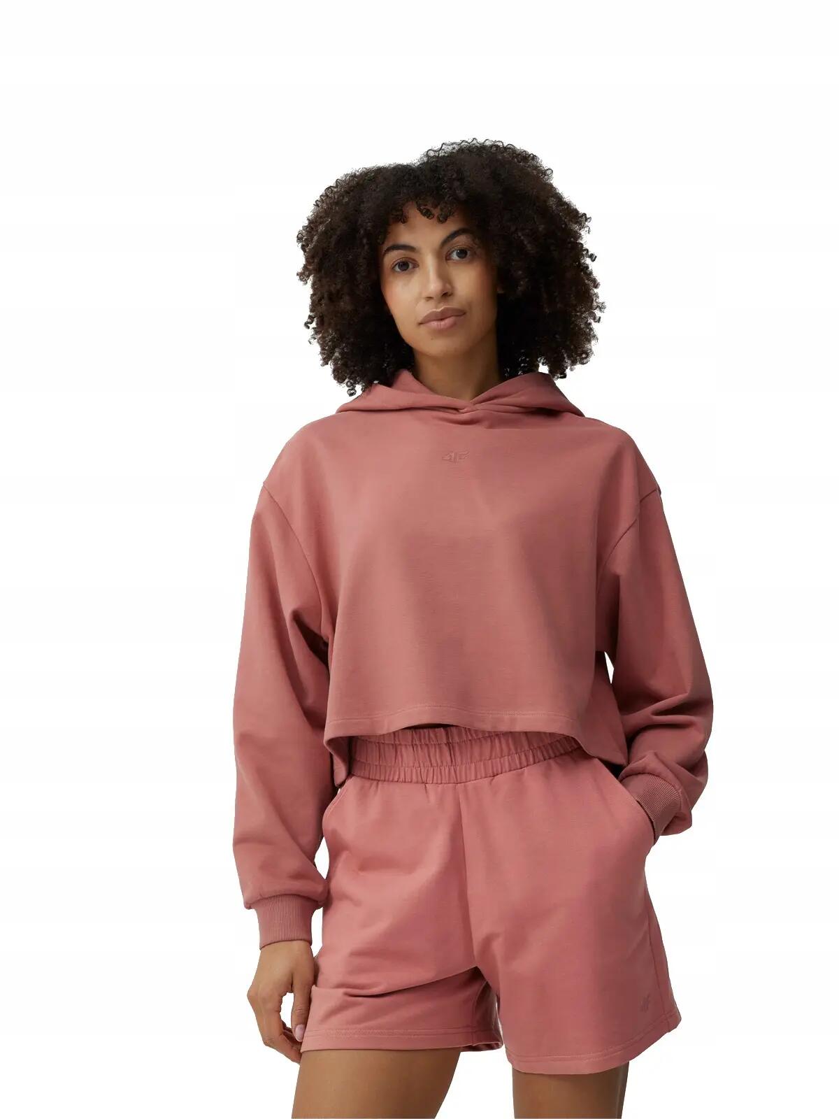 BLUZA DAMSKA 4F DRESOWA Z KAPTUREM CROP-TOP TSWSF244  KOLOR RÓŻOWY 4/11