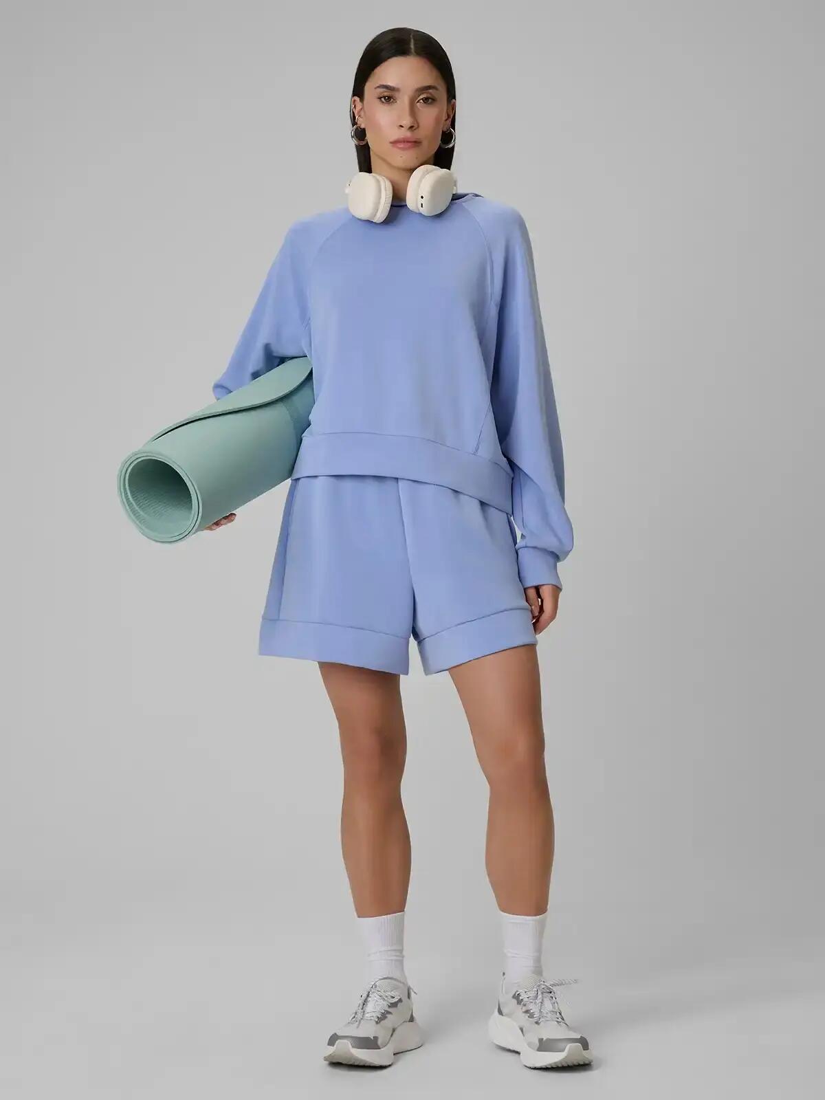 BLUZA DAMSKA 4F DRESOWA NIEROZPINANA Z KAPTUREM Z MODALEM KOLOR NIEBIESKI 4/12