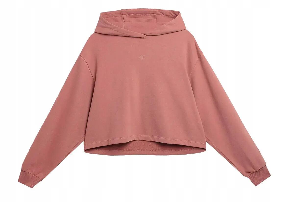 BLUZA DAMSKA 4F DRESOWA Z KAPTUREM CROP-TOP TSWSF244  KOLOR RÓŻOWY 2/11