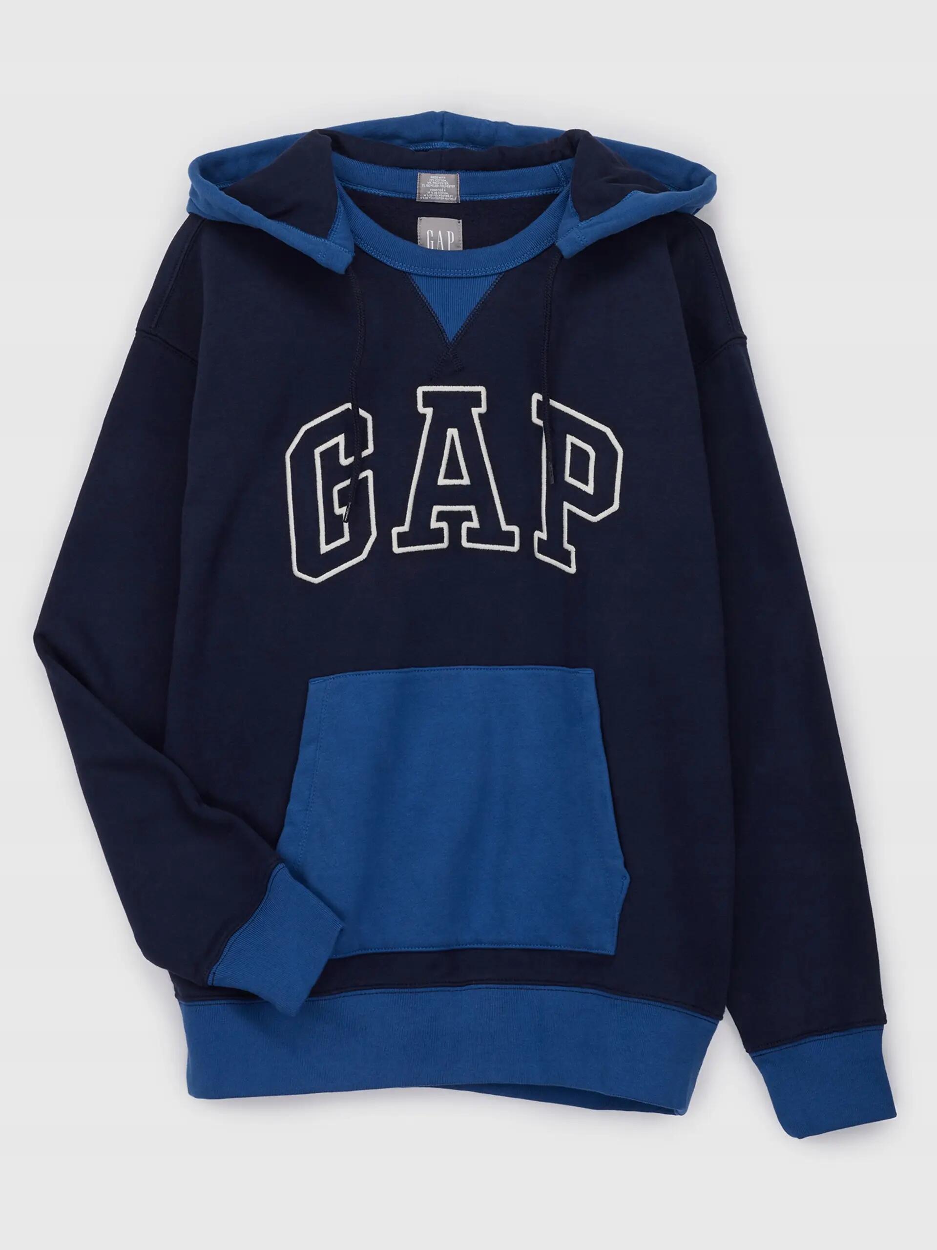 BLUZA MĘSKA DRESOWA Z KAPTUREM GAP VINTAGE SOFT LOGO  KOLOR NIEBIESKI 2/6