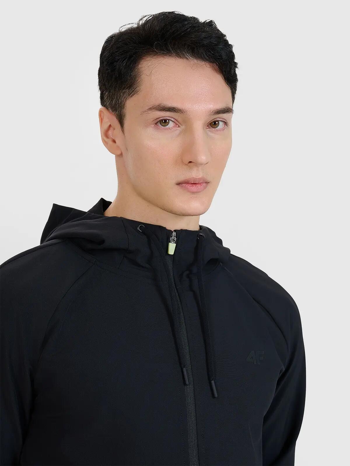 BLUZA MĘSKA 4F TRENINGOWA SZYBKOSCHNĄCA ROZPINANA TFSWM458  KOLOR CZARNY 4/10