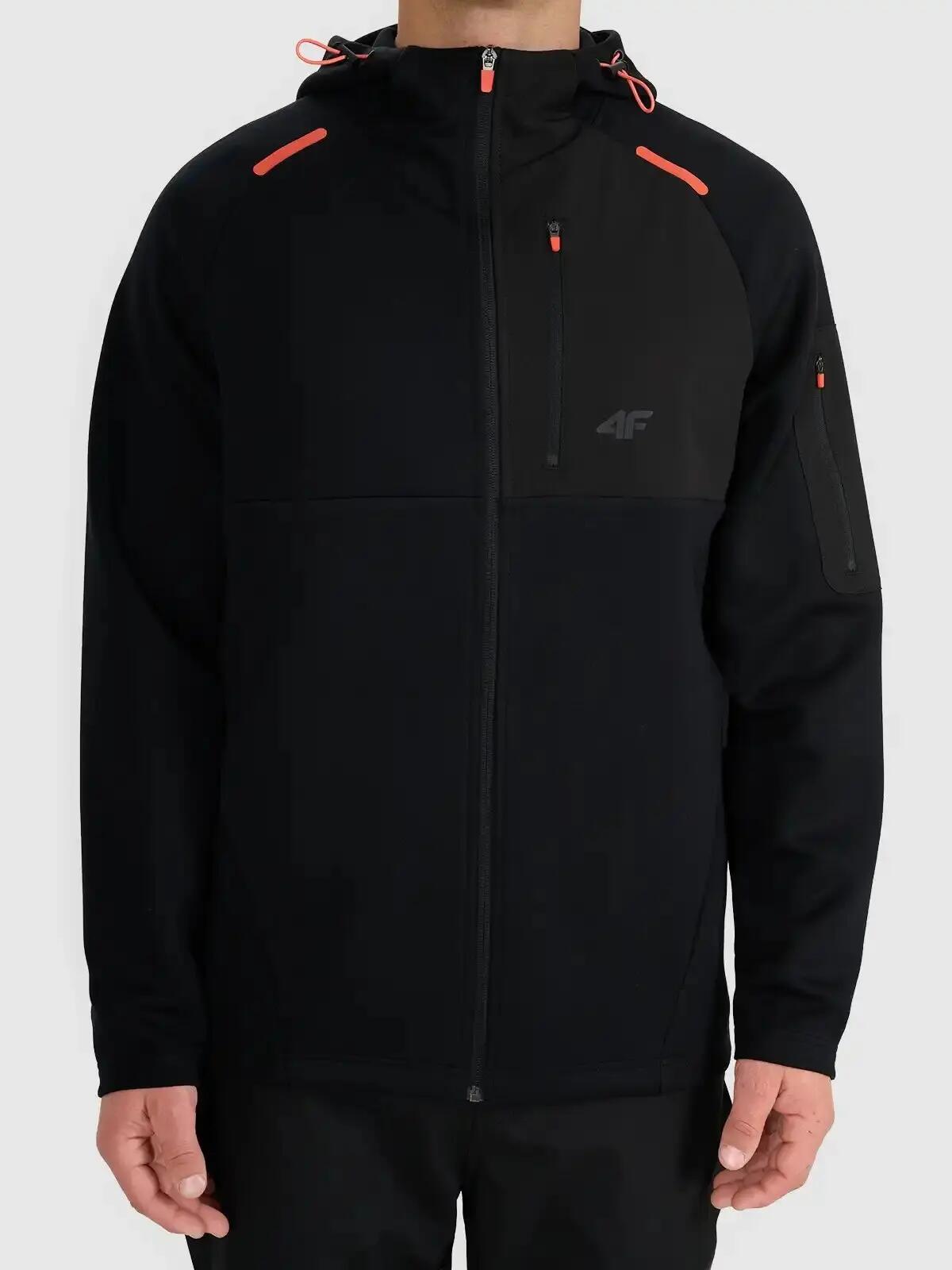 BLUZA MĘSKA ROZPINANA 4F Z KAPTUREM M2239  KOLOR CZARNY 2/5