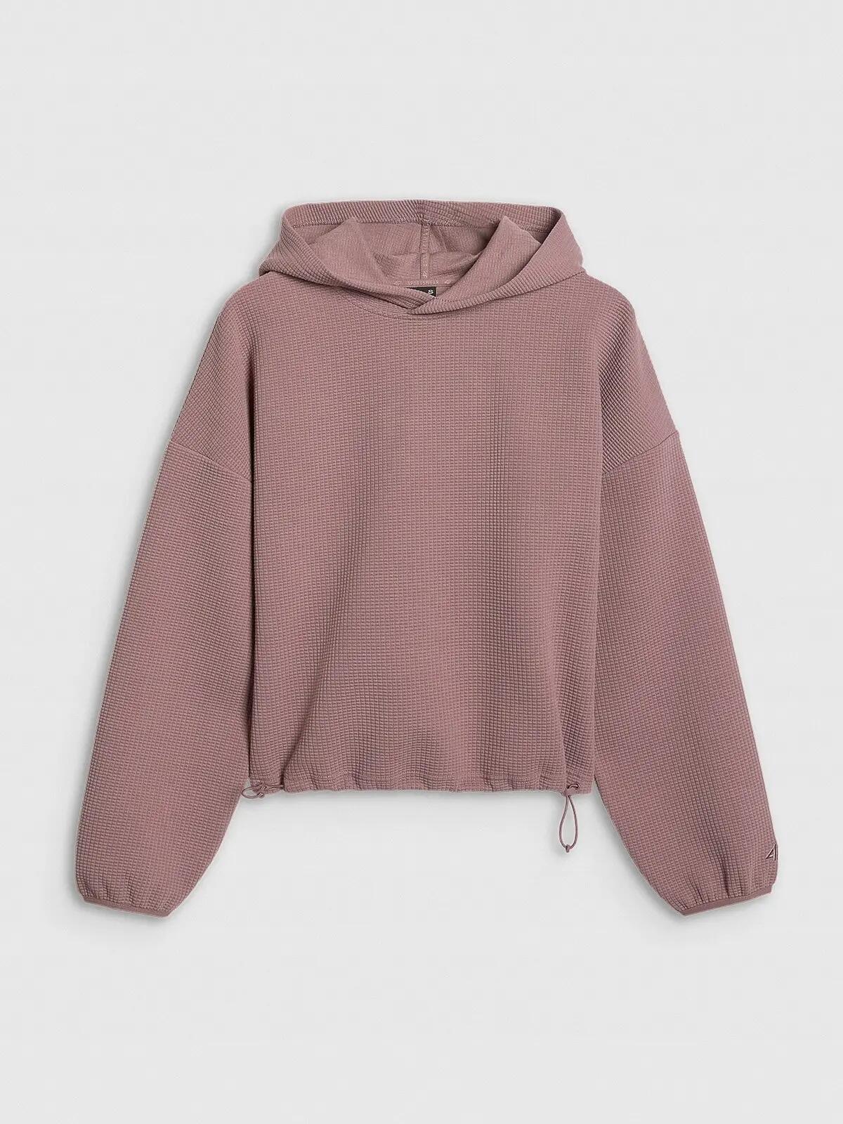 BLUZA DAMSKA DRESOWA 4F Z DZIANINY O SPLOCIE WAFLOWYM TSWSF1847  KOLOR BRĄZOWY 9/12