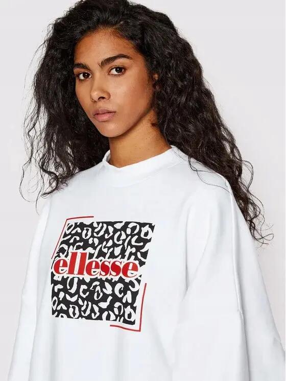 BLUZA DAMSKA ELLESSE NIEROZPINANA BEZ KAPTURA OVERSIZE BIAŁA KOLOR BIAŁY