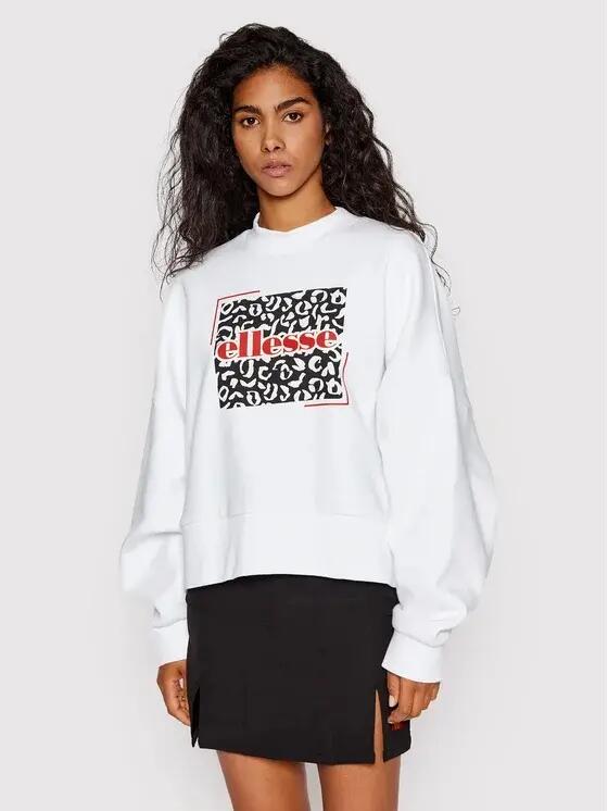 BLUZA DAMSKA ELLESSE NIEROZPINANA BEZ KAPTURA OVERSIZE BIAŁA  KOLOR BIAŁY 3/6