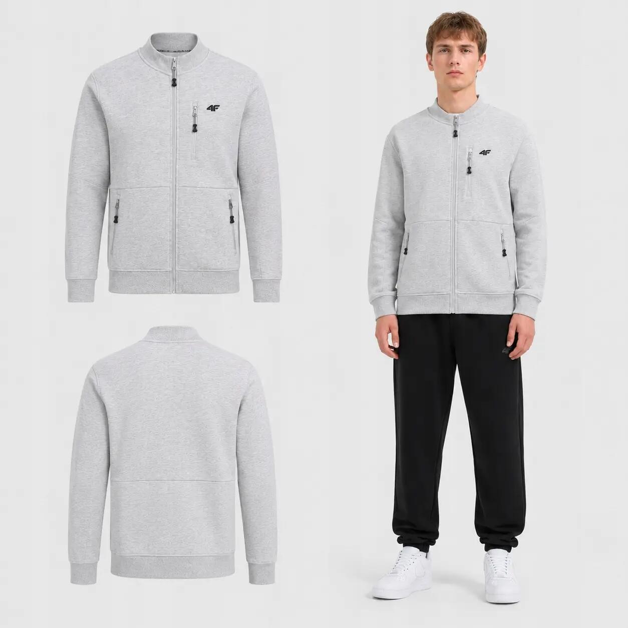 BLUZA MĘSKA DRESOWA 4F ROZPIANANA BEZ KAPTURA 4XL M2547 KOLOR SZARY