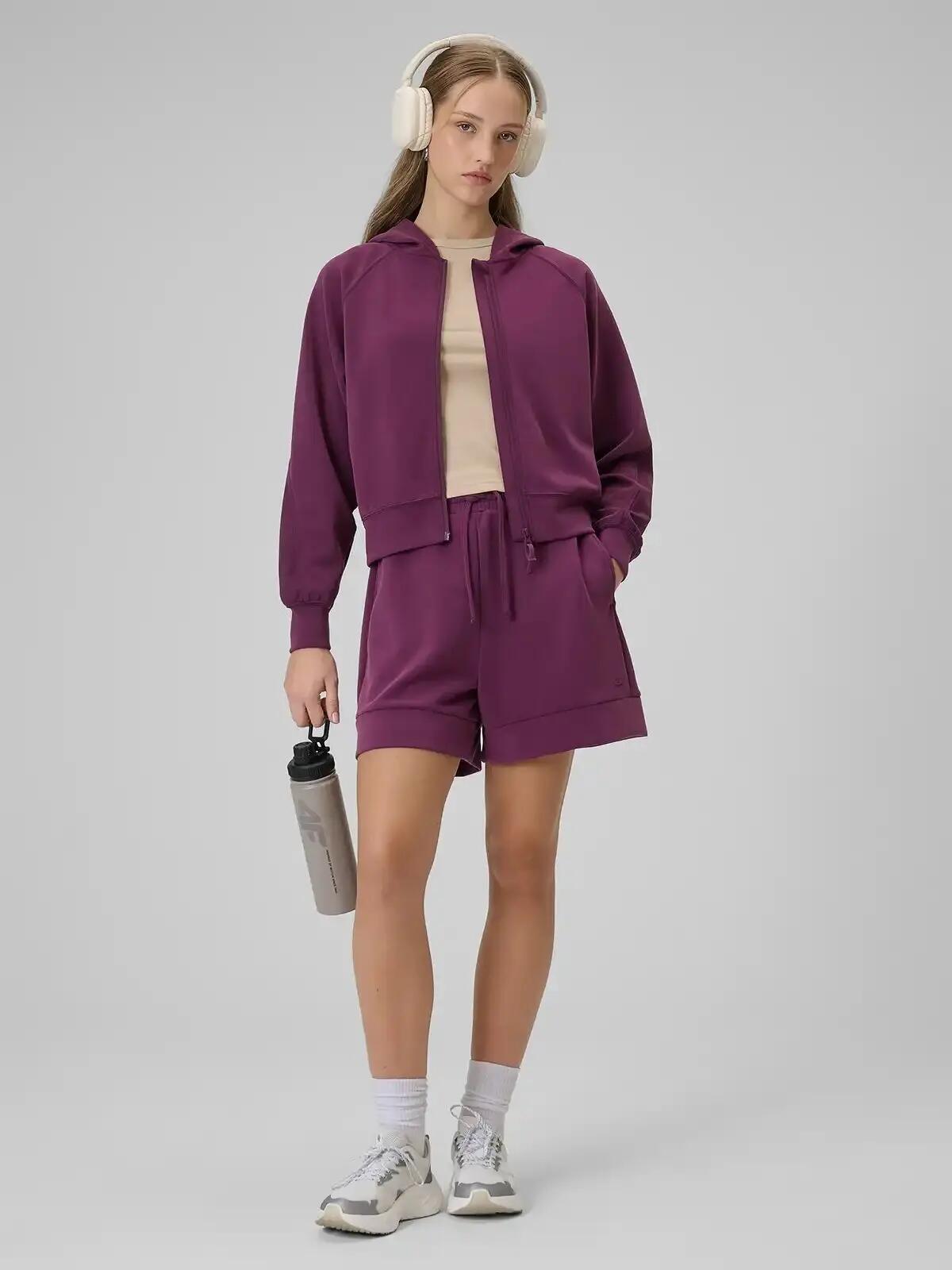 BLUZA DAMSKA DRESOWA 4F ROZPINANA Z KAPTUREM Z MODALEM KOLOR CZERWONY 5/12