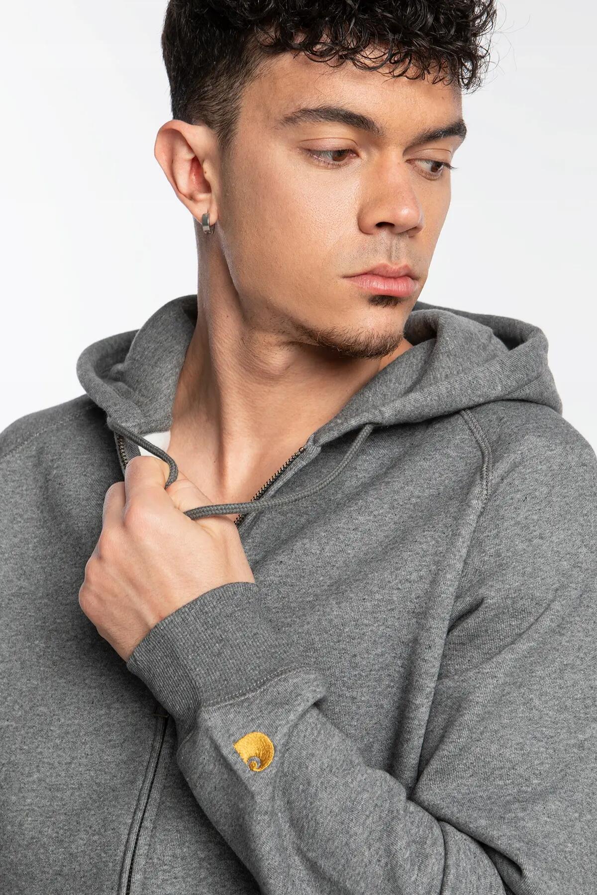 BLUZA MĘSKA ROZPINANA CARHARTT I033664-00CXX (S) KOLOR SZARY 3/5