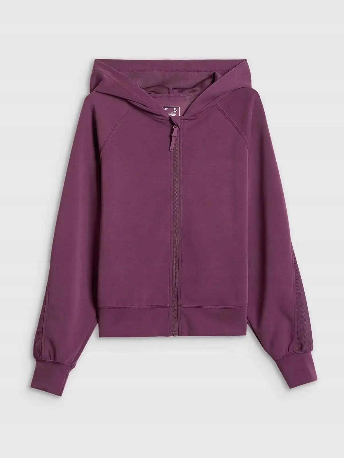 BLUZA DAMSKA DRESOWA 4F ROZPINANA Z KAPTUREM Z MODALEM KOLOR CZERWONY 2/12