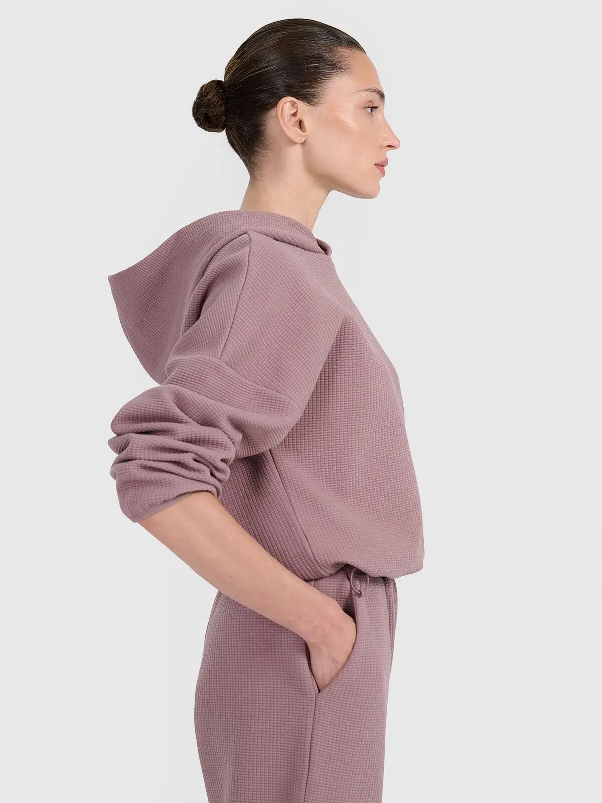 BLUZA DAMSKA DRESOWA 4F Z DZIANINY O SPLOCIE WAFLOWYM TSWSF1847  KOLOR BRĄZOWY 3/12