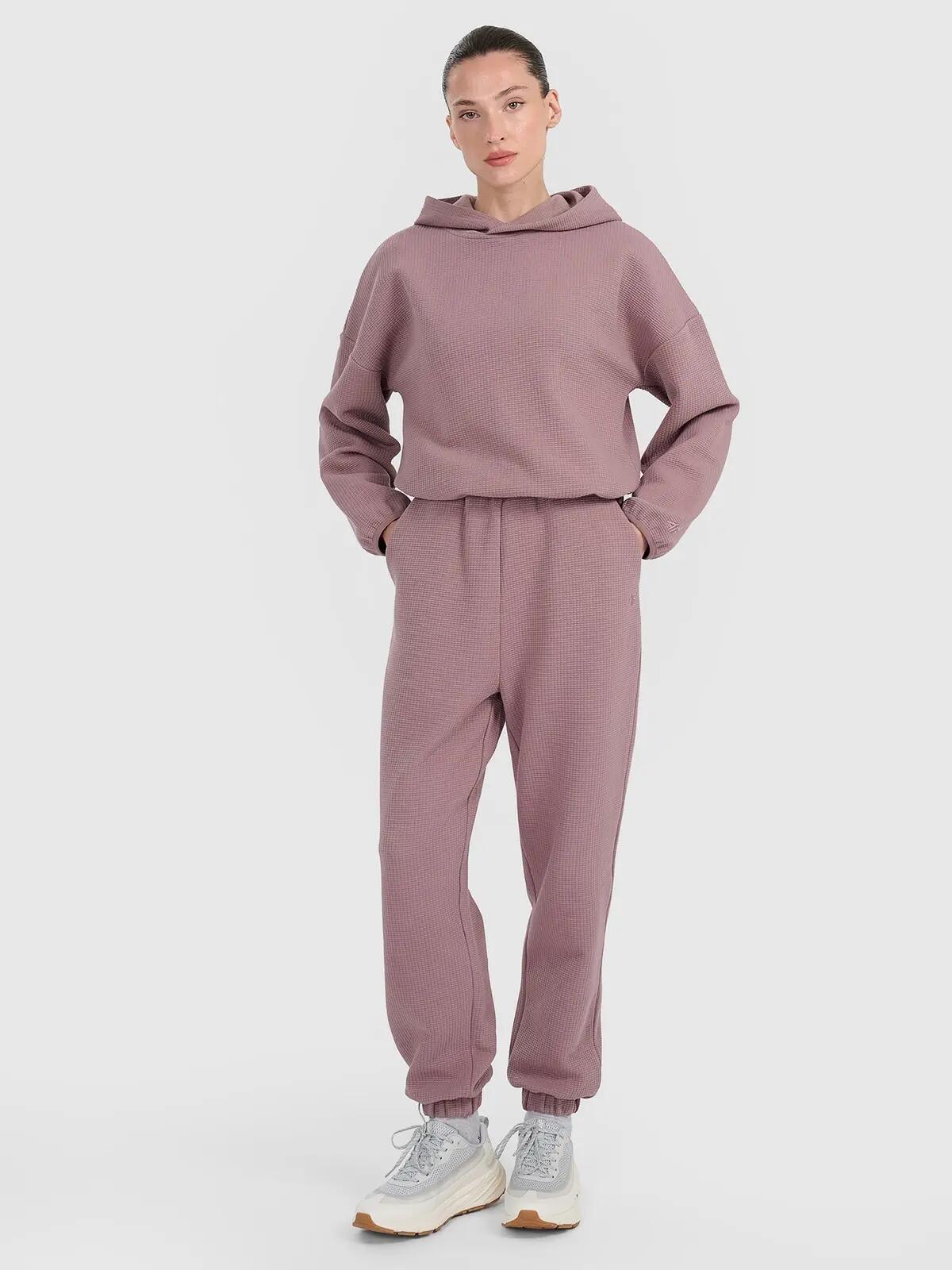 BLUZA DAMSKA DRESOWA 4F Z DZIANINY O SPLOCIE WAFLOWYM TSWSF1847  KOLOR BRĄZOWY 2/12