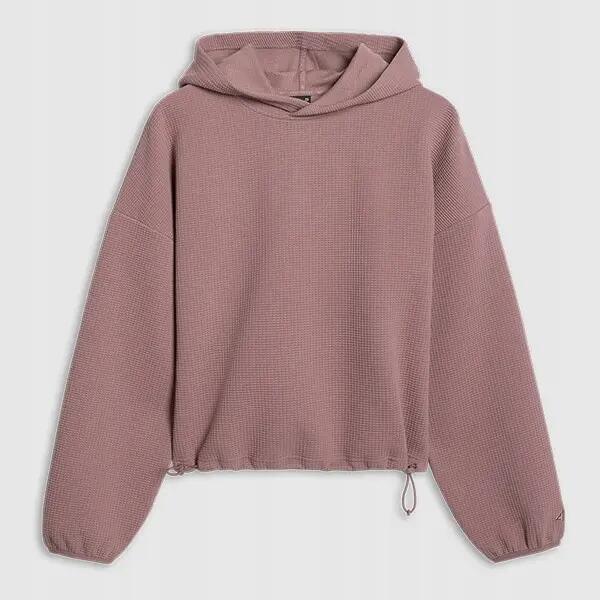 BLUZA DAMSKA DRESOWA 4F Z DZIANINY O SPLOCIE WAFLOWYM TSWSF1847  KOLOR BRĄZOWY 11/12