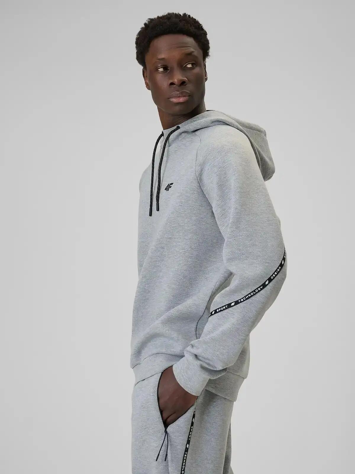 BLUZA MĘSKA 4F DRESOWA NIEROZPINANA Z KAPTUREM 3XL M2238 KOLOR SZARY 4/10