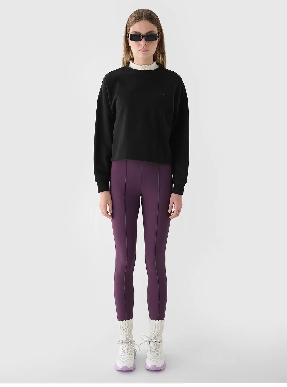 BLUZA DAMSKA 4F BAWEŁNIANA NIEROZPINANA BEZ KAPTURA TSWSF1305  KOLOR CZARNY 6/8