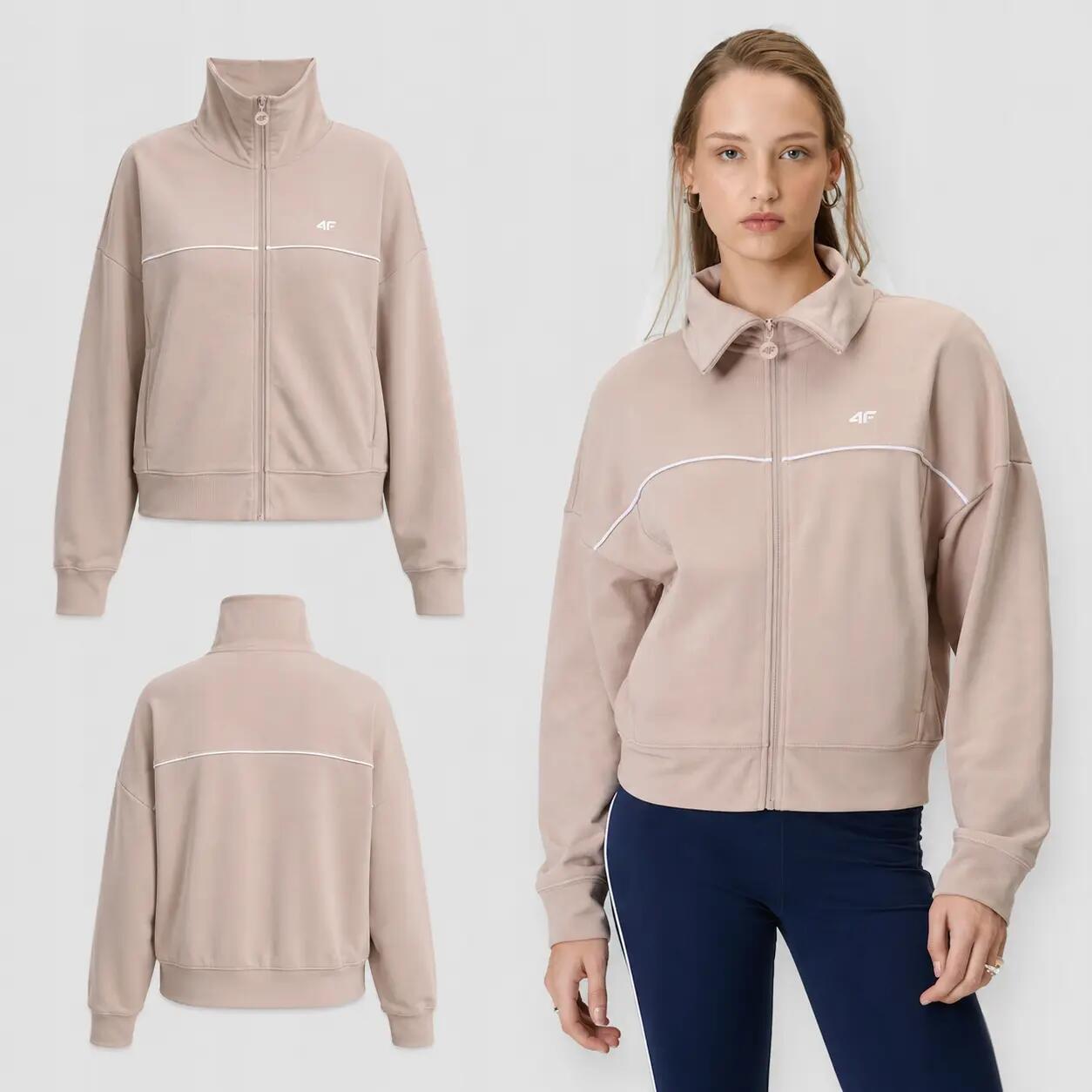 BLUZA DAMSKA DRESOWA 4F SPORTOWA TRENINGOWA NA CO DZIEŃ KOLOR BEŻOWY