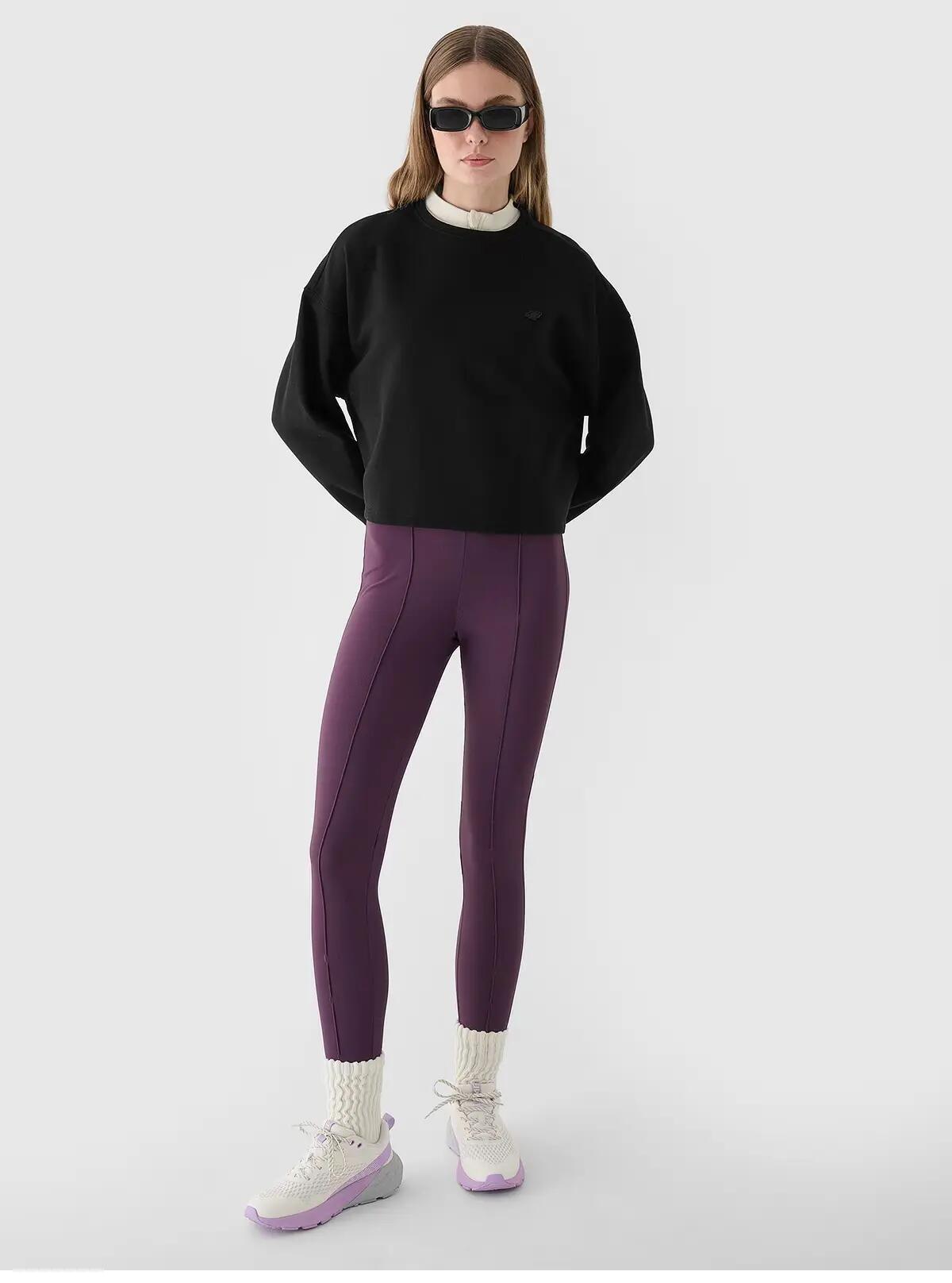 BLUZA DAMSKA 4F BAWEŁNIANA NIEROZPINANA BEZ KAPTURA TSWSF1305  KOLOR CZARNY 5/8