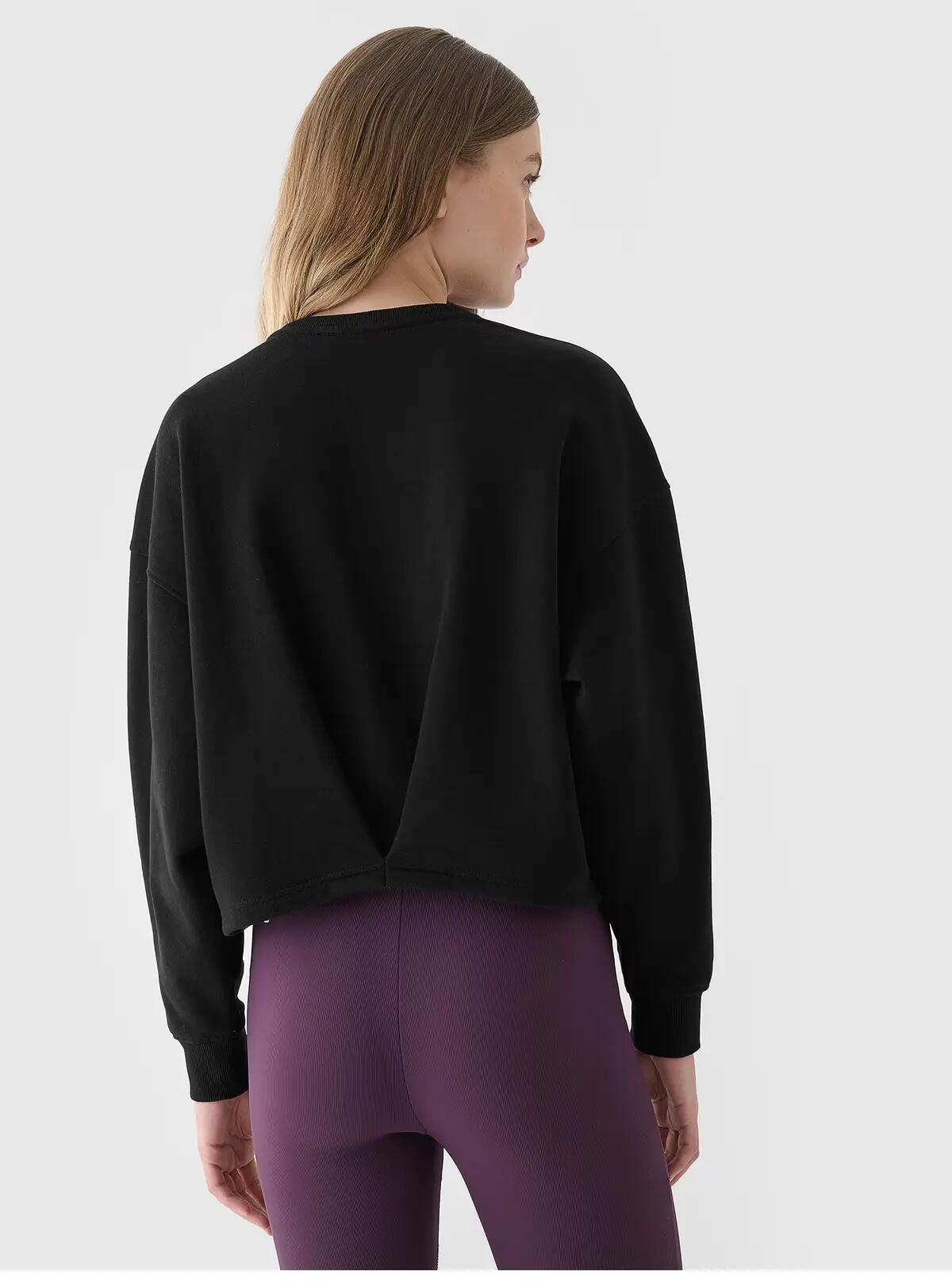 BLUZA DAMSKA 4F BAWEŁNIANA NIEROZPINANA BEZ KAPTURA TSWSF1305  KOLOR CZARNY 3/8