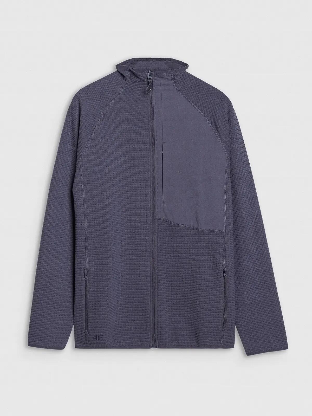 BLUZA MĘSKA 4F ROZPINANA BEZ KAPTURA TSWSM1751  KOLOR SZARY 8/10
