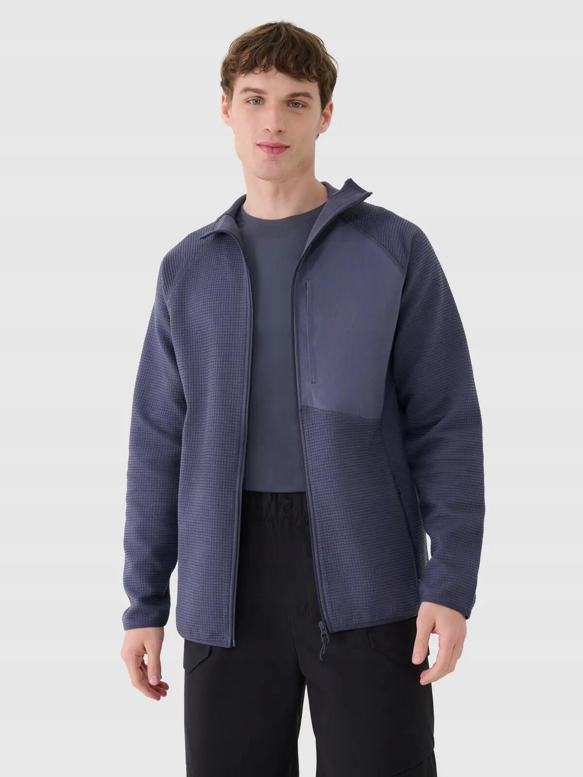 BLUZA MĘSKA 4F ROZPINANA BEZ KAPTURA TSWSM1751  KOLOR SZARY 6/10