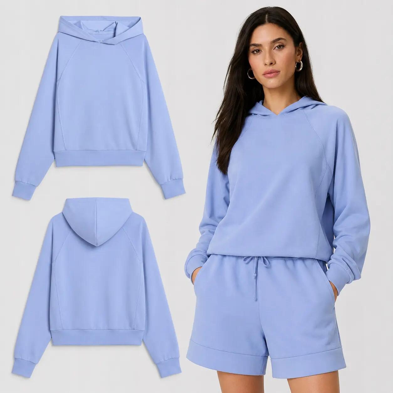BLUZA DAMSKA 4F DRESOWA NIEROZPINANA Z KAPTUREM Z MODALEM KOLOR NIEBIESKI
