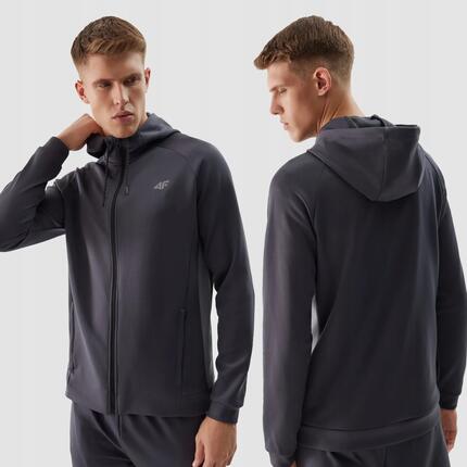 BLUZA MĘSKA 4F BLUZA TRENINGOWA ROZPINANA Z KAPTUREM TFSWM393 KOLOR SZARY