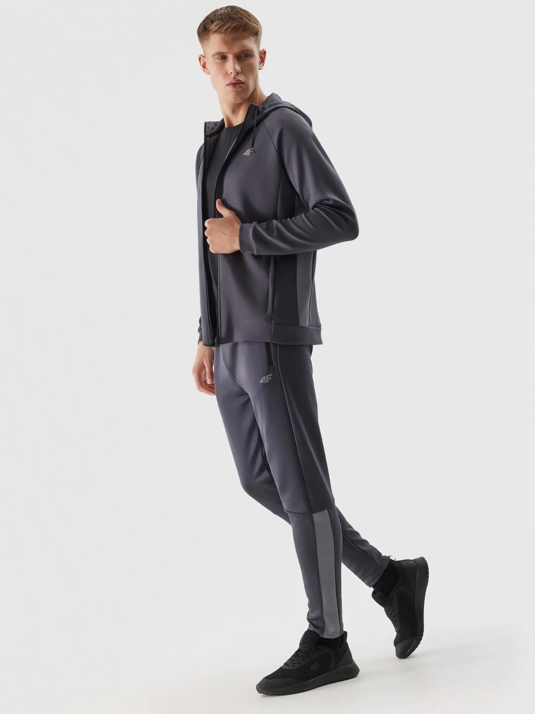 BLUZA MĘSKA 4F BLUZA TRENINGOWA ROZPINANA Z KAPTUREM TFSWM393 KOLOR SZARY 5/7