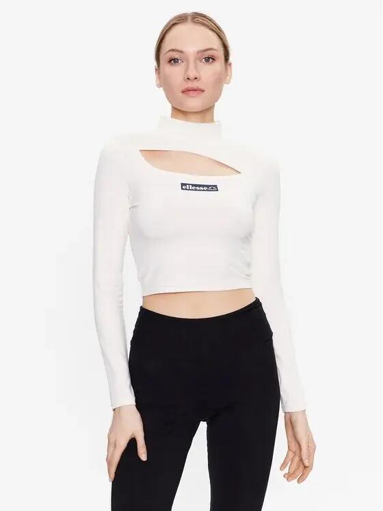 KOSZULKA DAMSKA Z DŁUGIM RĘKAWEM BLUZKA CROP ELLESSE  KOLOR BEŻOWY 1/6