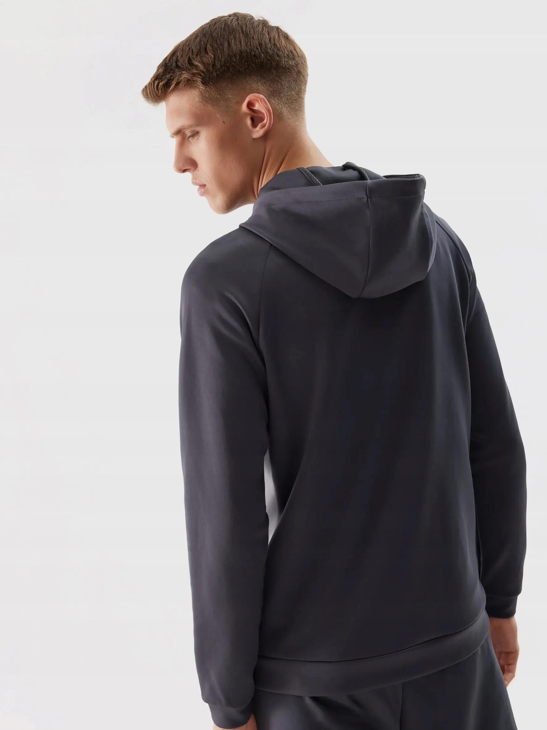 BLUZA MĘSKA 4F BLUZA TRENINGOWA ROZPINANA Z KAPTUREM TFSWM393 KOLOR SZARY 3/7