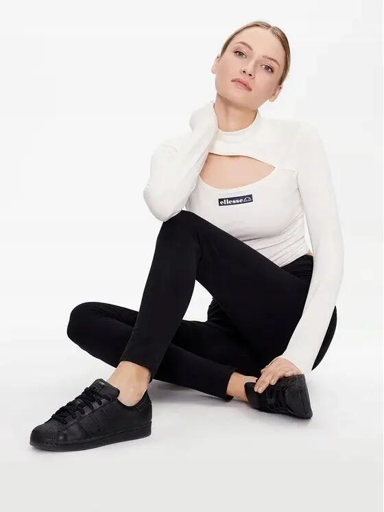 KOSZULKA DAMSKA Z DŁUGIM RĘKAWEM BLUZKA CROP ELLESSE  KOLOR BEŻOWY 3/6