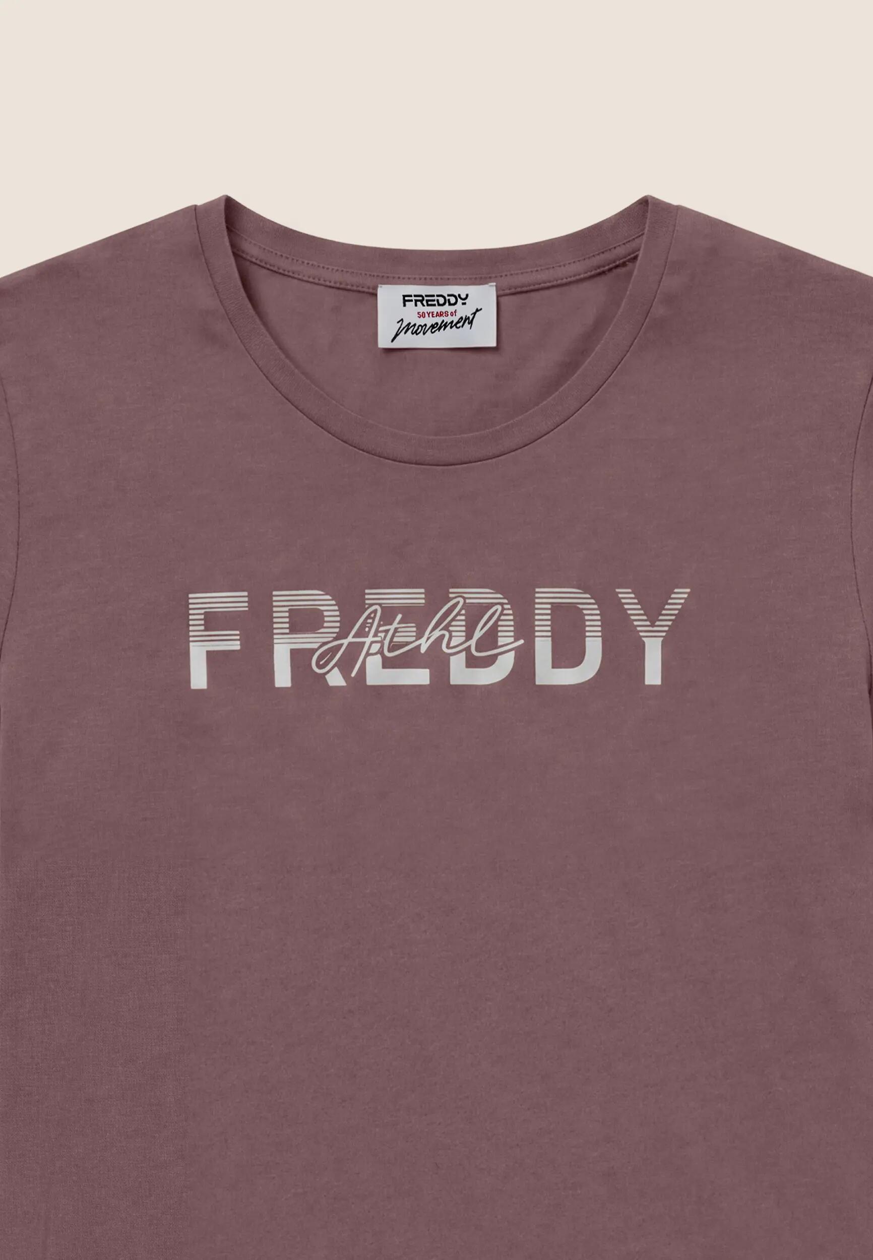 T-shirt femmes en coton à col rond avec graphisme à micro-rayures 3/3