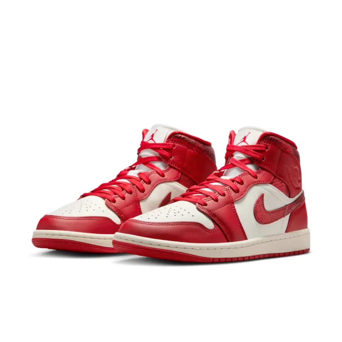 Jordan 1 Mid SE Red Cracked Leather (Women's) 4/6