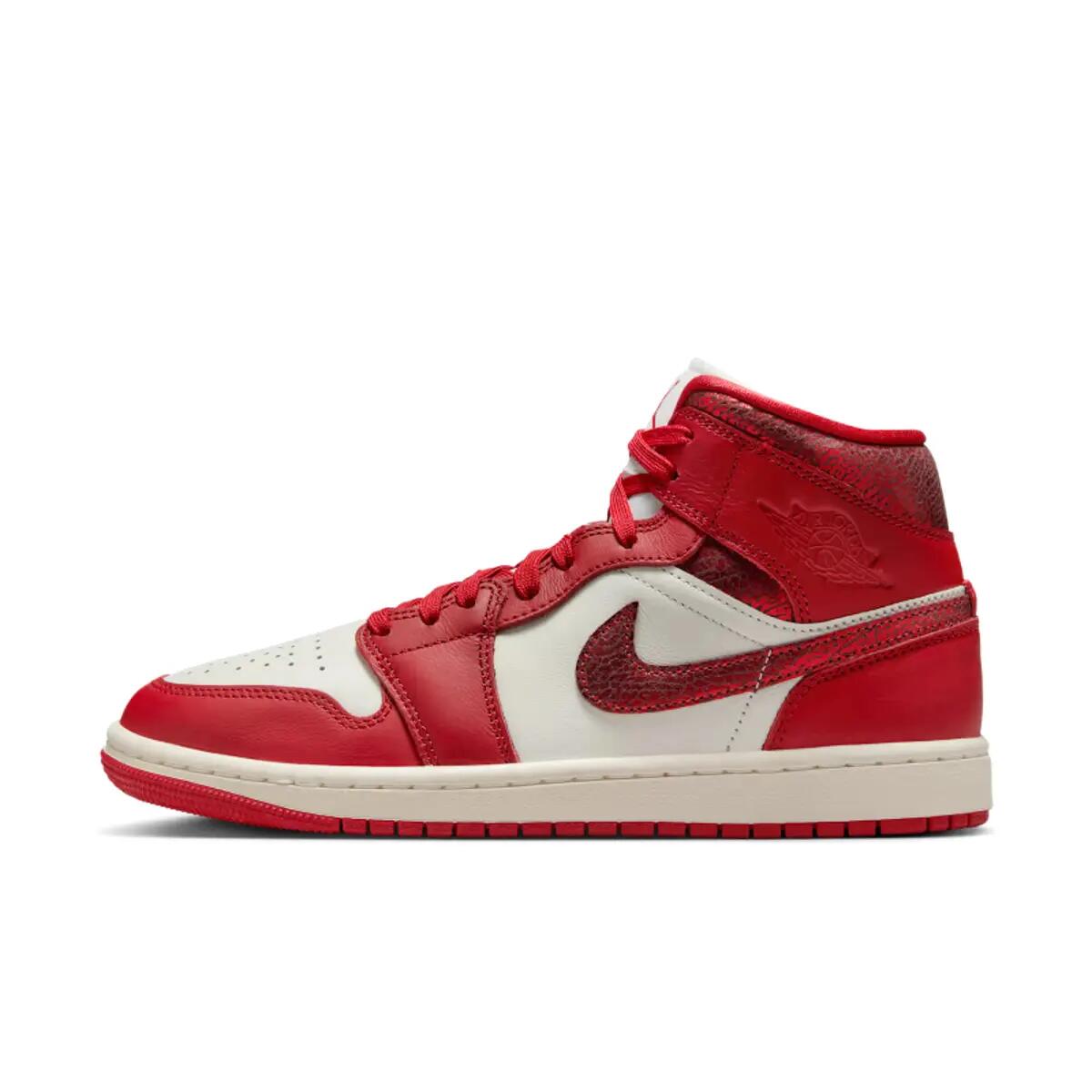 Jordan 1 Mid SE Red Cracked Leather (Women's) 3/6