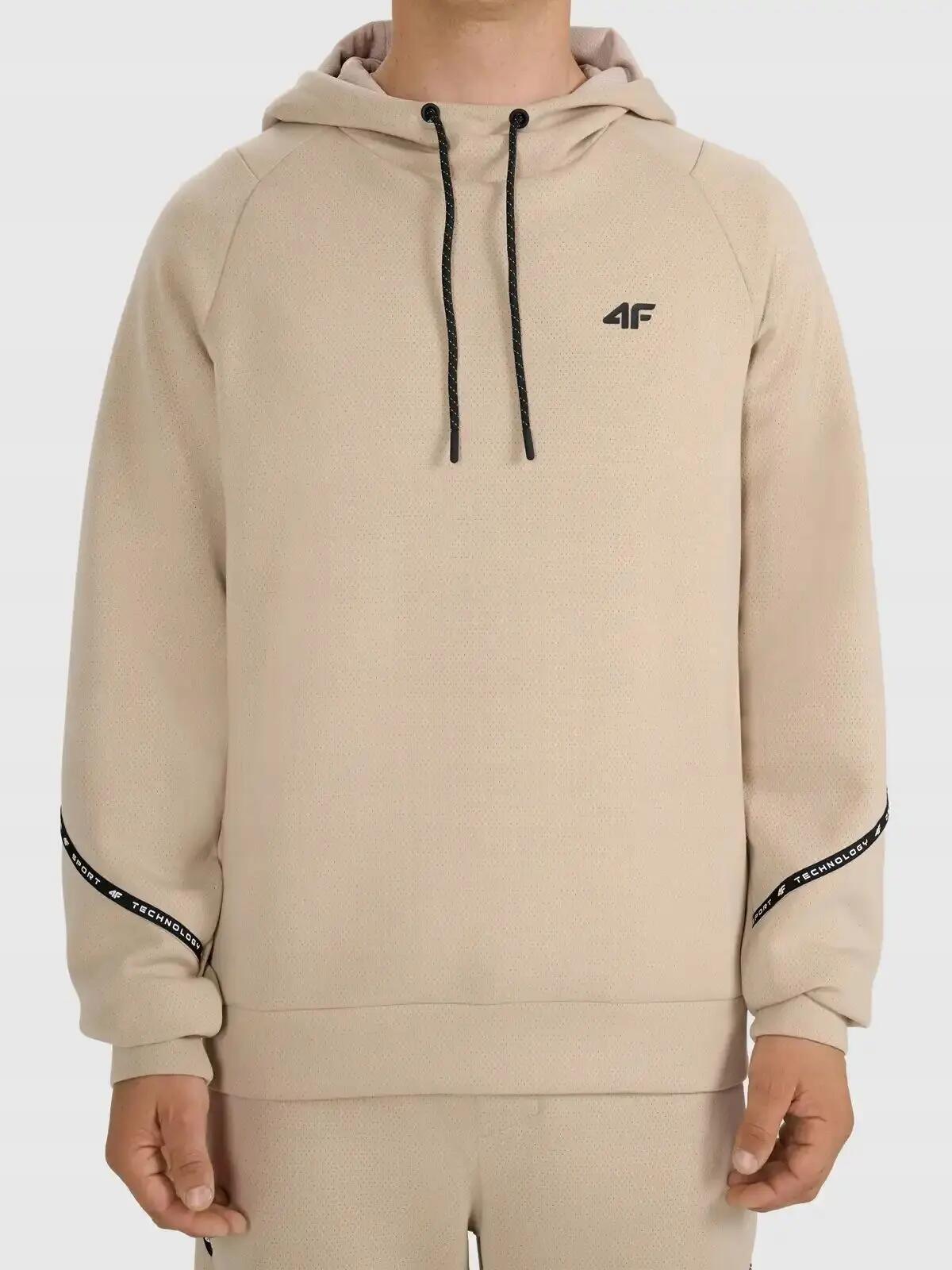 BLUZA MĘSKA 4F DRESOWA NIEROZPINANA Z KAPTUREM L M2238 KOLOR BEŻOWY 3/6